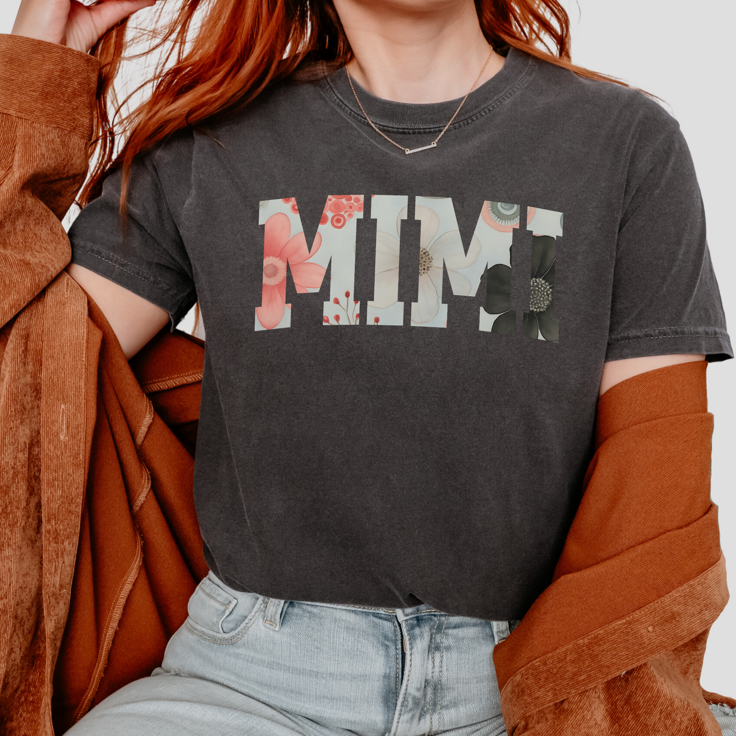 Floral "MIMI" Graphic Tee – Soft Cotton T-Shirt for Stylish Grandmas