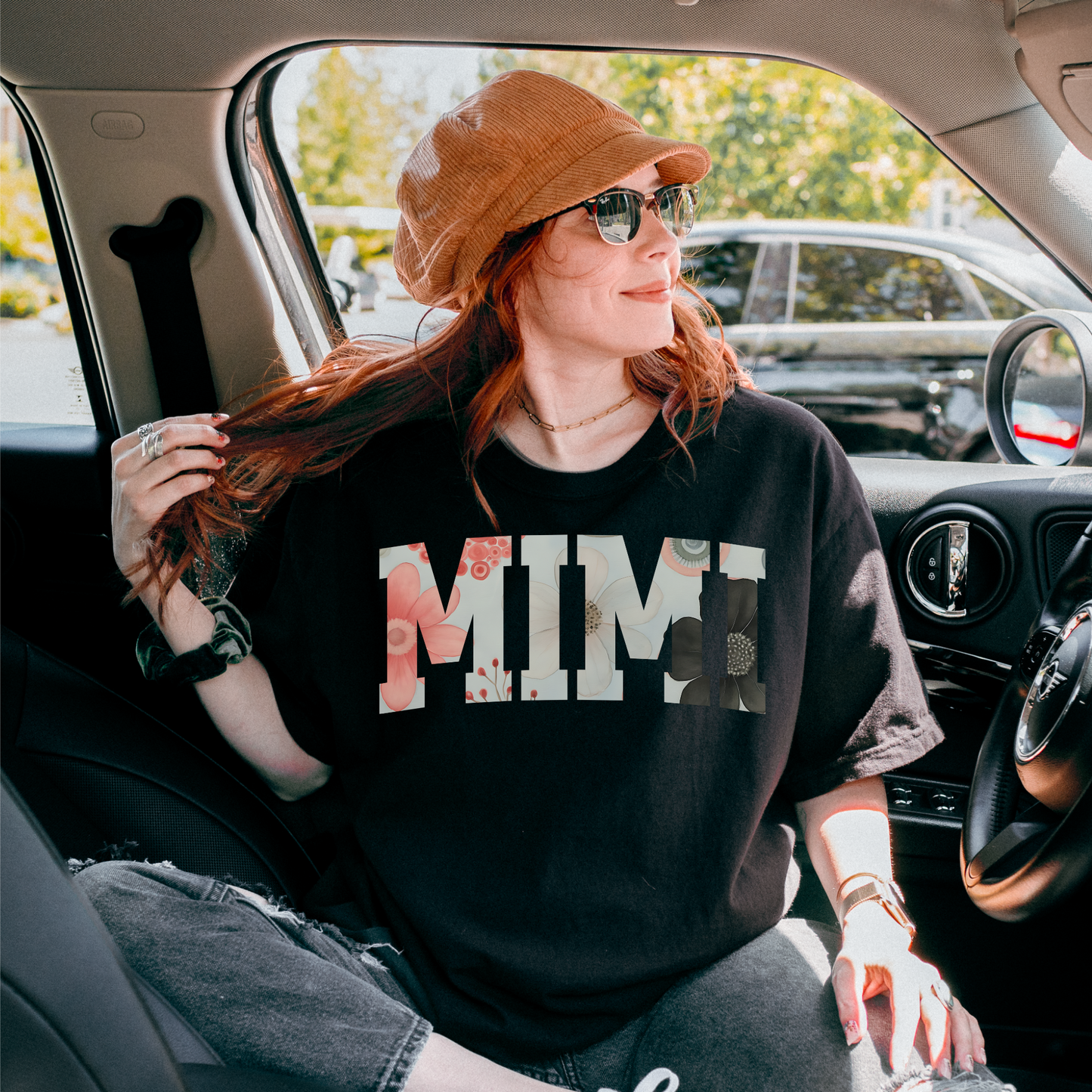 Floral "MIMI" Graphic Tee – Soft Cotton T-Shirt for Stylish Grandmas