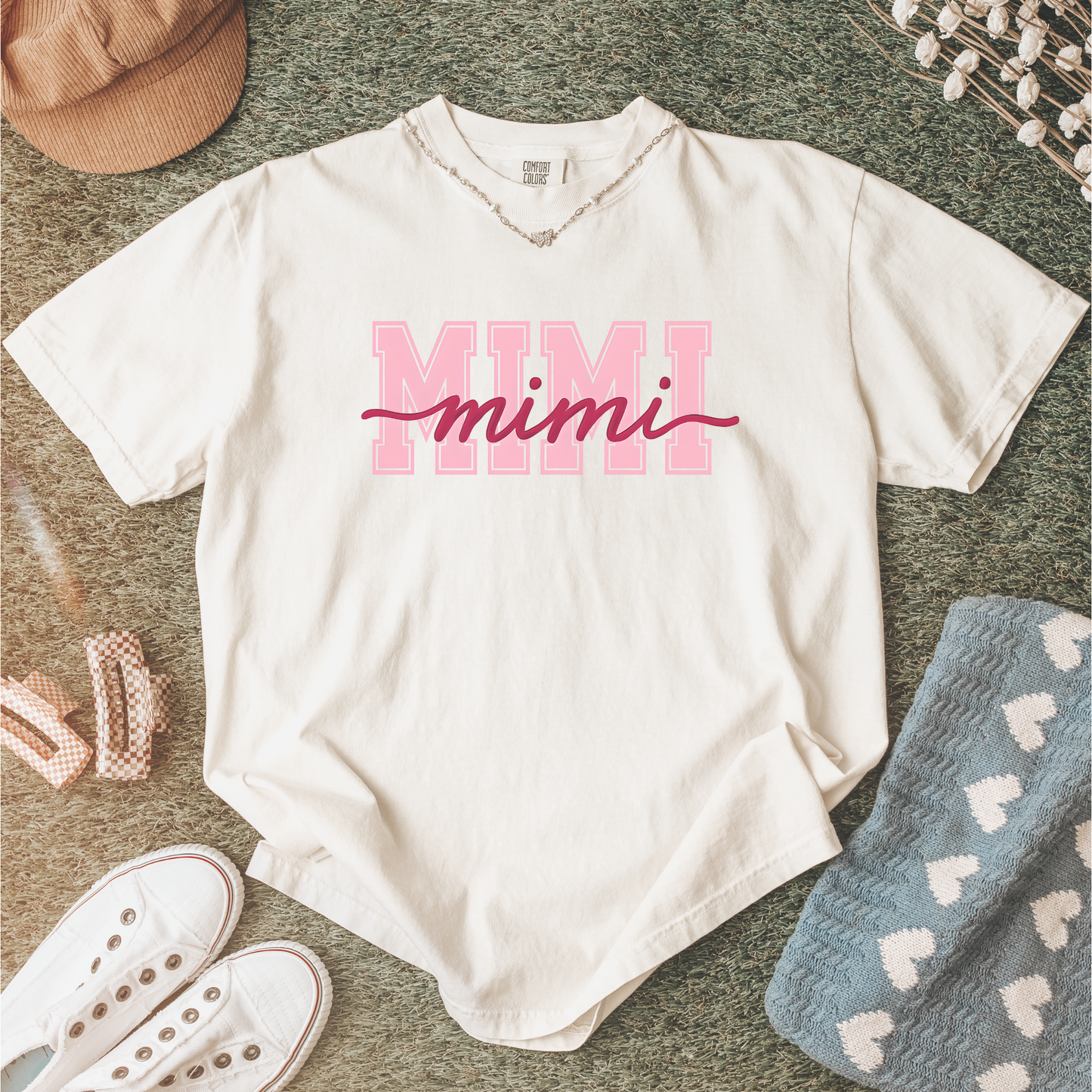 “MIMI” Script & Varsity Block Letter T-Shirt – Trendy Gift Tee for Grandmas