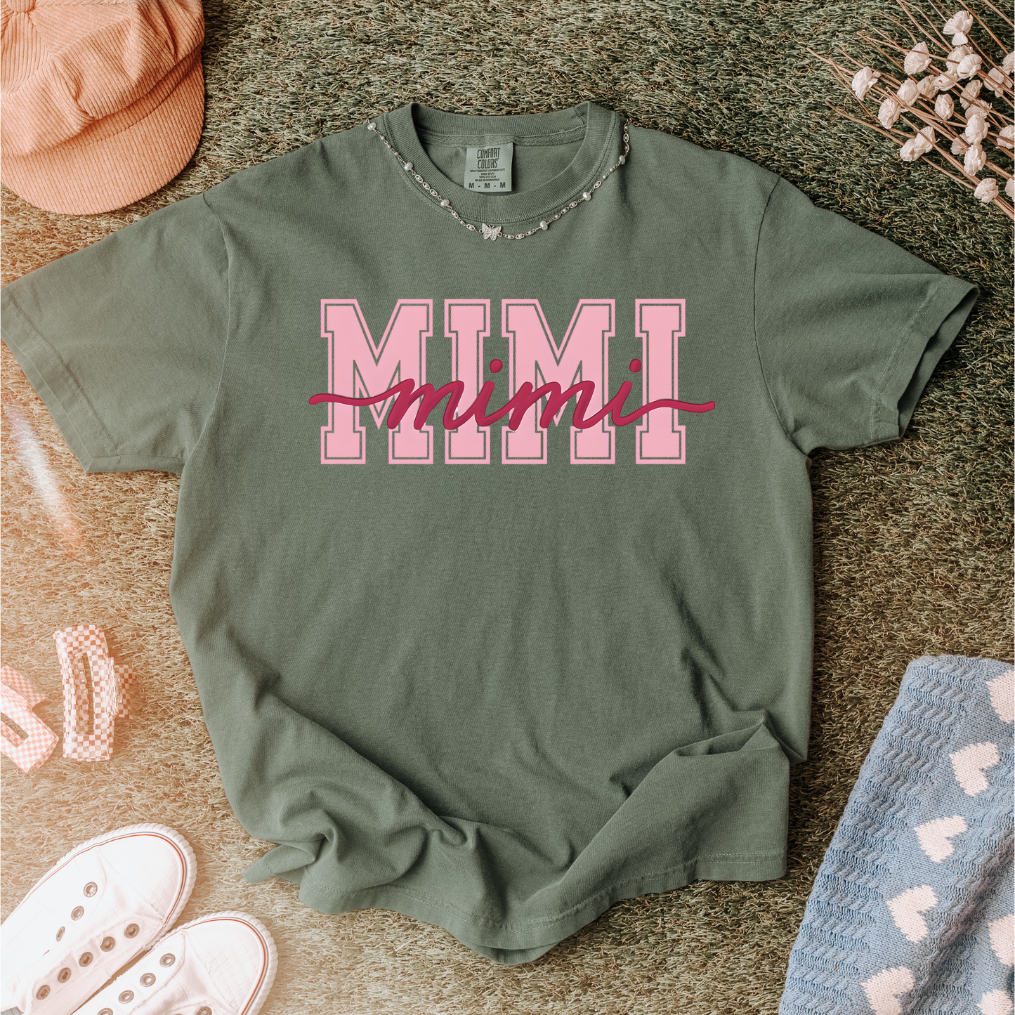 “MIMI” Script & Varsity Block Letter T-Shirt – Trendy Gift Tee for Grandmas