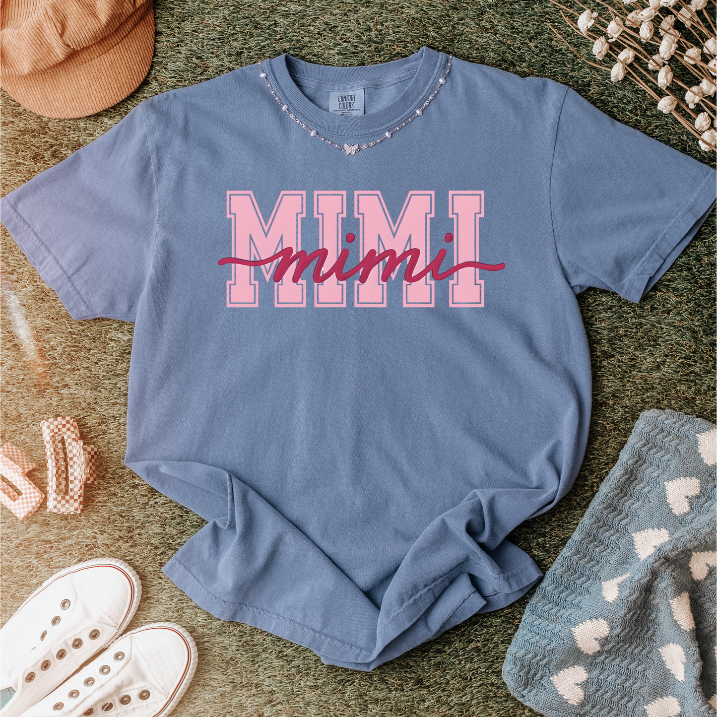 “MIMI” Script & Varsity Block Letter T-Shirt – Trendy Gift Tee for Grandmas