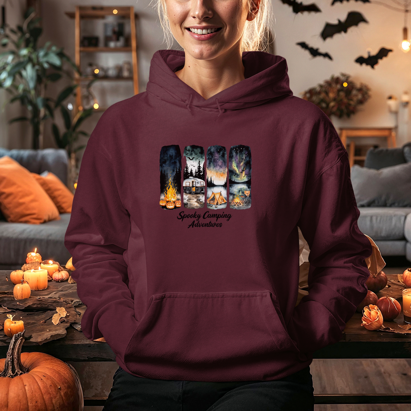Spooky Camping Adventures Hoodie - Halloween Outdoor Apparel