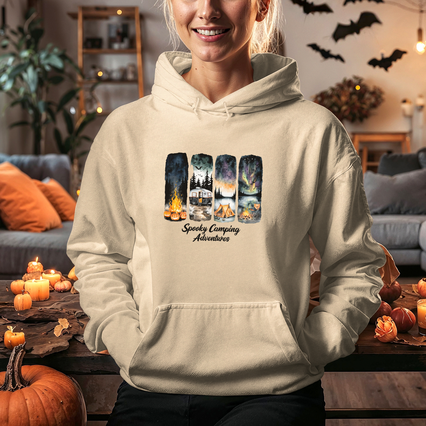 Spooky Camping Adventures Hoodie - Halloween Outdoor Apparel