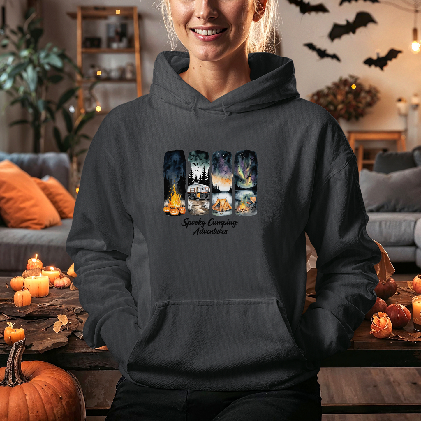 Spooky Camping Adventures Hoodie - Halloween Outdoor Apparel