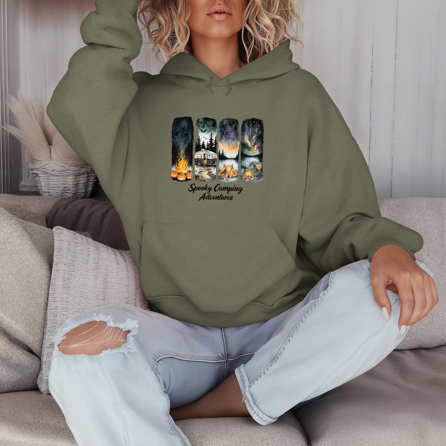 Spooky Camping Adventures Hoodie - Halloween Outdoor Apparel
