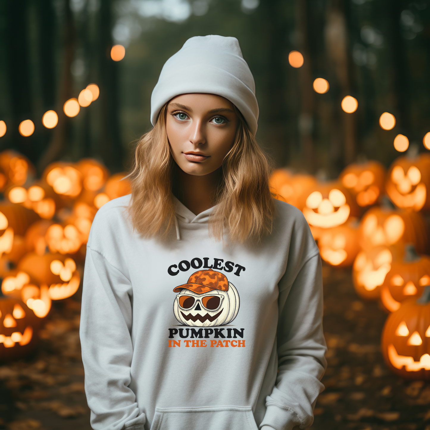 Coolest Pumpkin in the Patch β Classic Orange Edition Hoodie - Trendy Halloween Fall Fashion