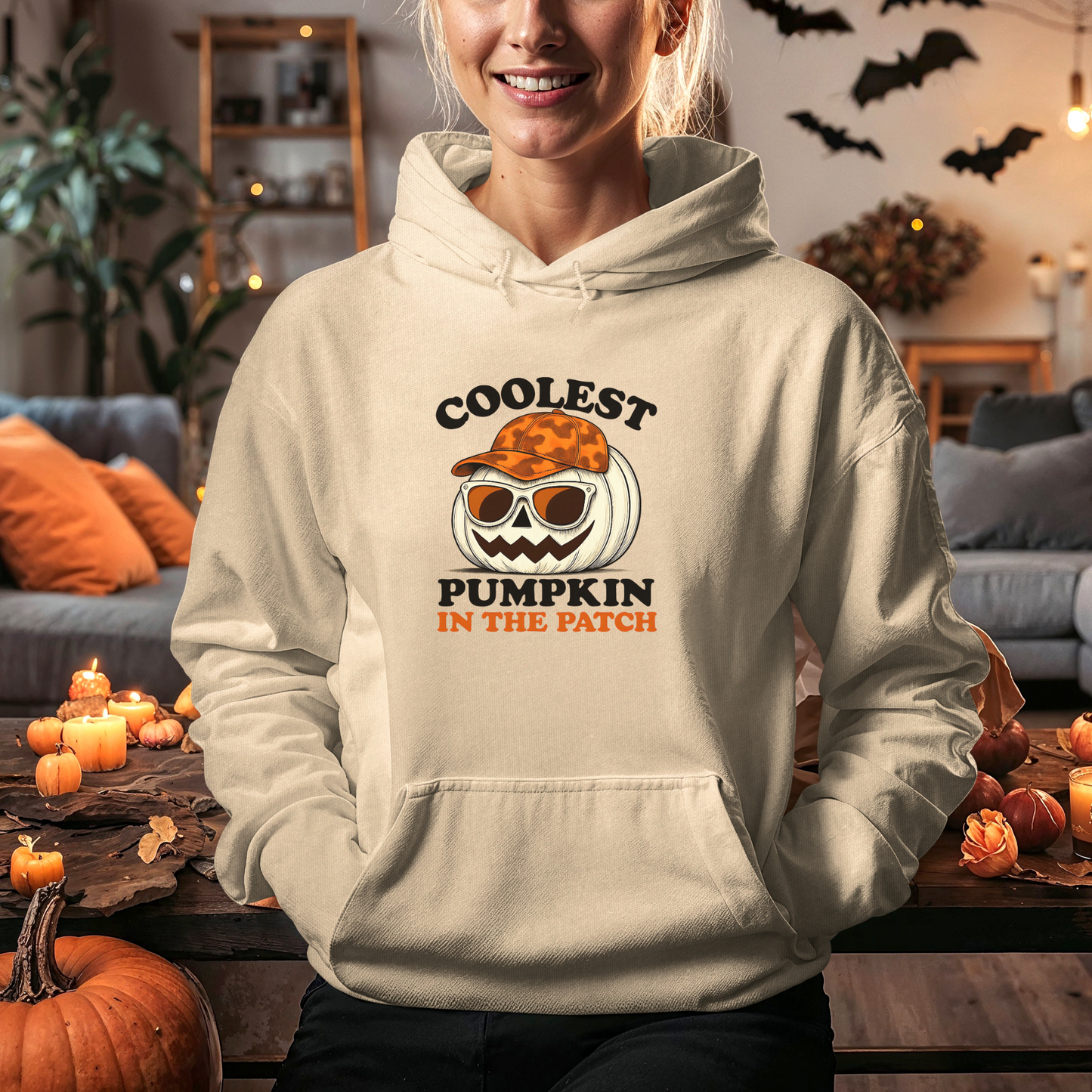 Coolest Pumpkin in the Patch β Classic Orange Edition Hoodie - Trendy Halloween Fall Fashion