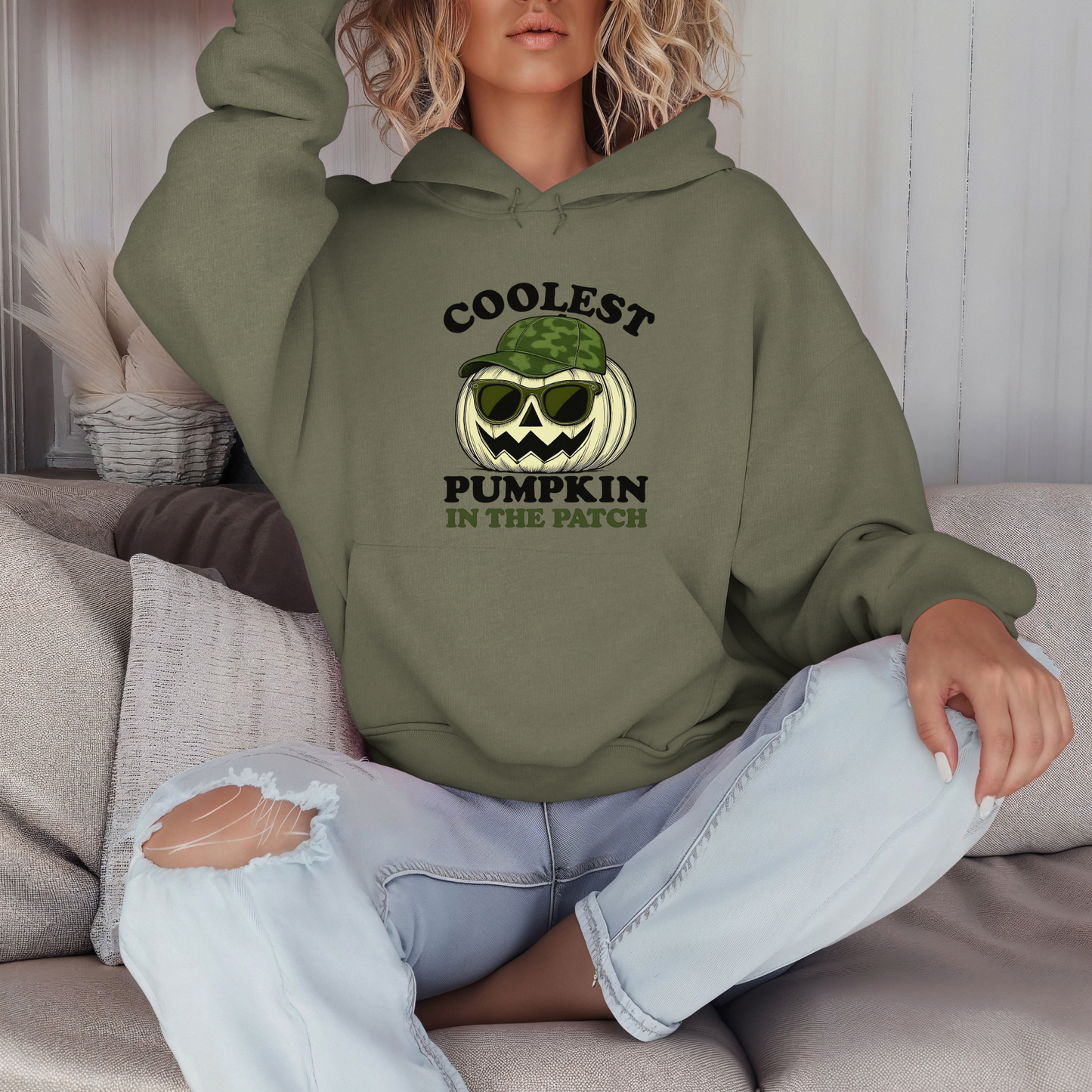 Coolest Pumpkin in the Patch β Green Camo Edition Hoodie - Military Style Halloween Fashion