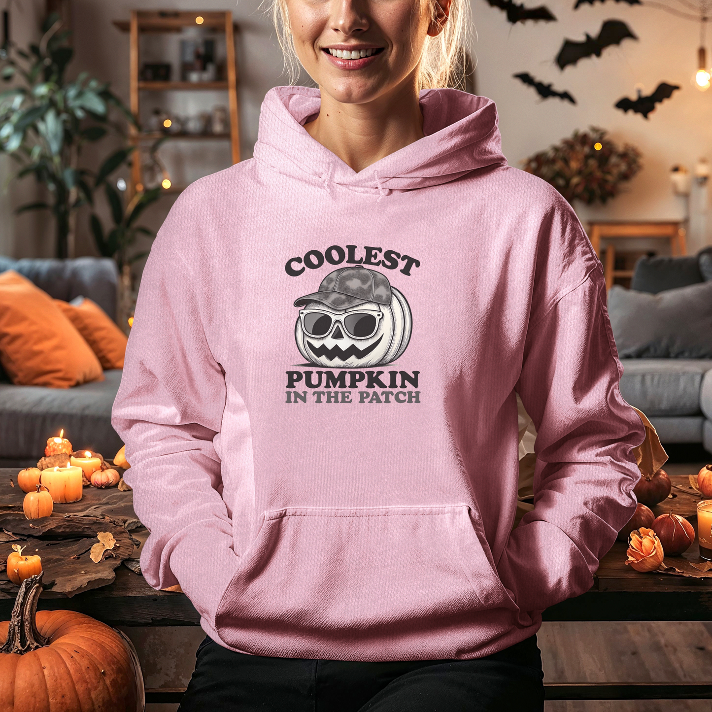 Coolest Pumpkin in the Patch β Monochrome Vibes Edition Hoodie - Modern Halloween Fashion