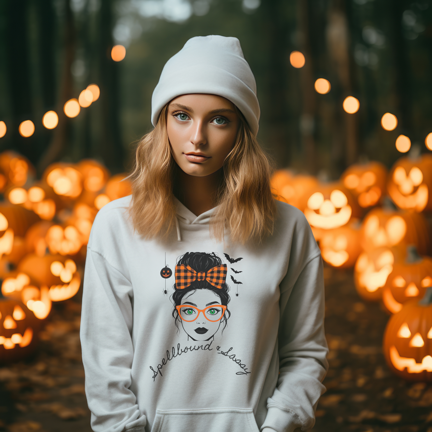 Spellbound & Sassy Script Hoodie - Elegant Modern Witch Halloween Fashion