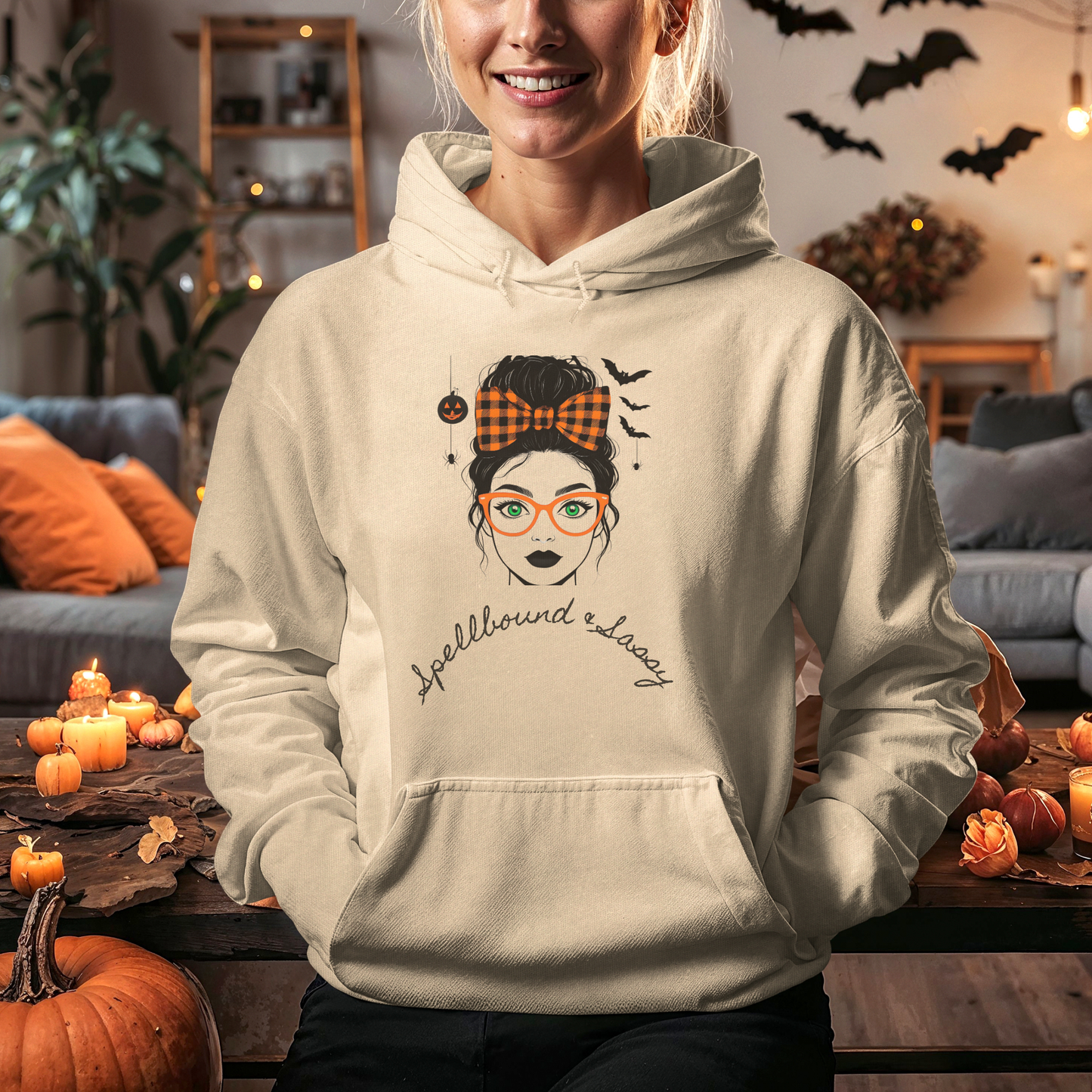 Spellbound & Sassy Script Hoodie - Elegant Modern Witch Halloween Fashion