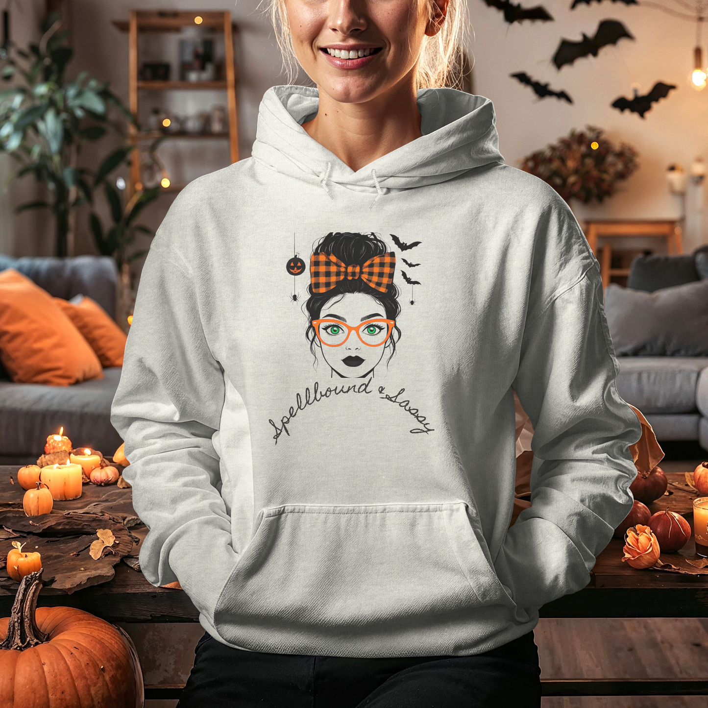 Spellbound & Sassy Script Hoodie - Elegant Modern Witch Halloween Fashion