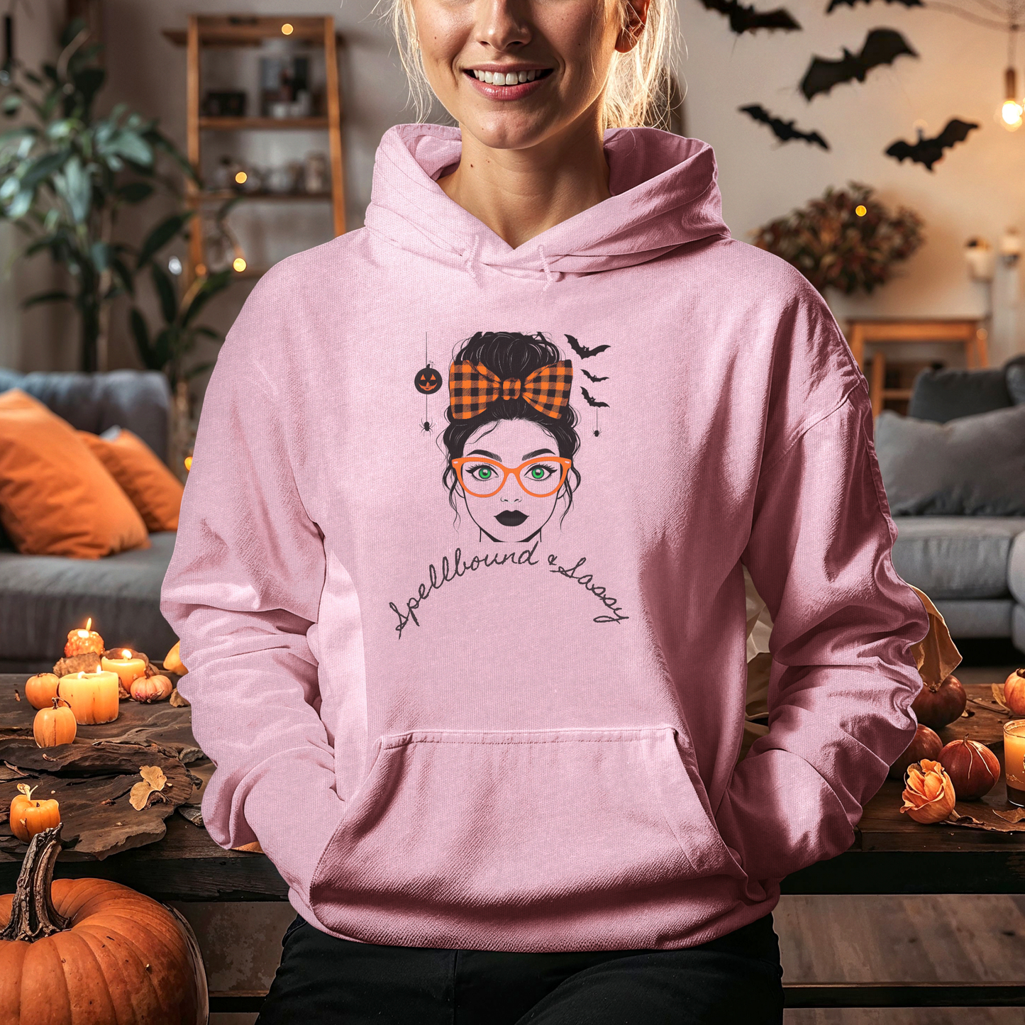 Spellbound & Sassy Script Hoodie - Elegant Modern Witch Halloween Fashion