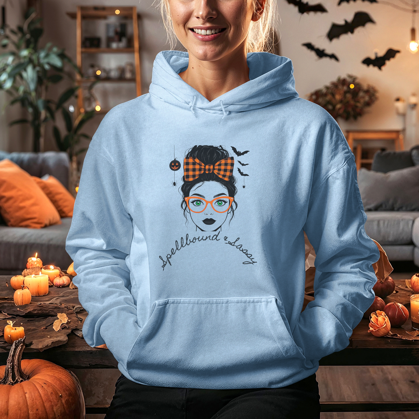 Spellbound & Sassy Script Hoodie - Elegant Modern Witch Halloween Fashion