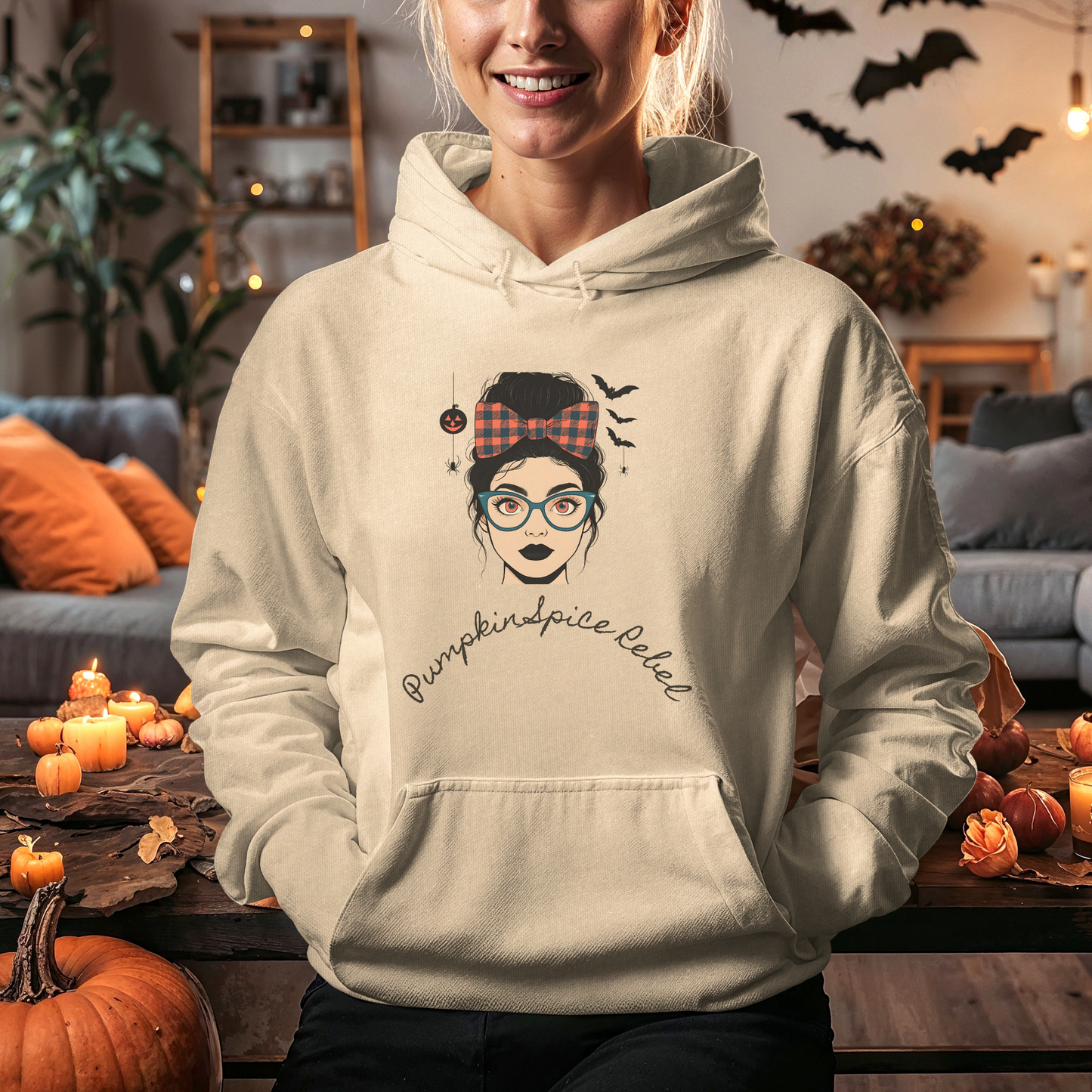 Pumpkin Spice Rebel Script Hoodie - Edgy Modern Witch Halloween Fashion