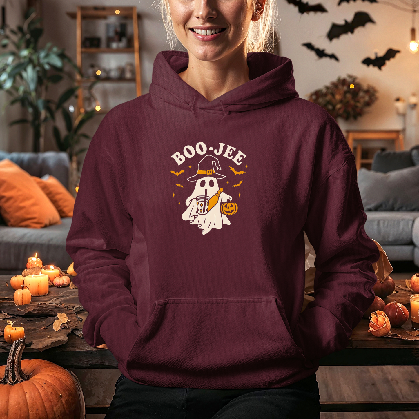 Boo-Jee Babe Hoodie - Trendy Halloween Ghost Witch Fashion