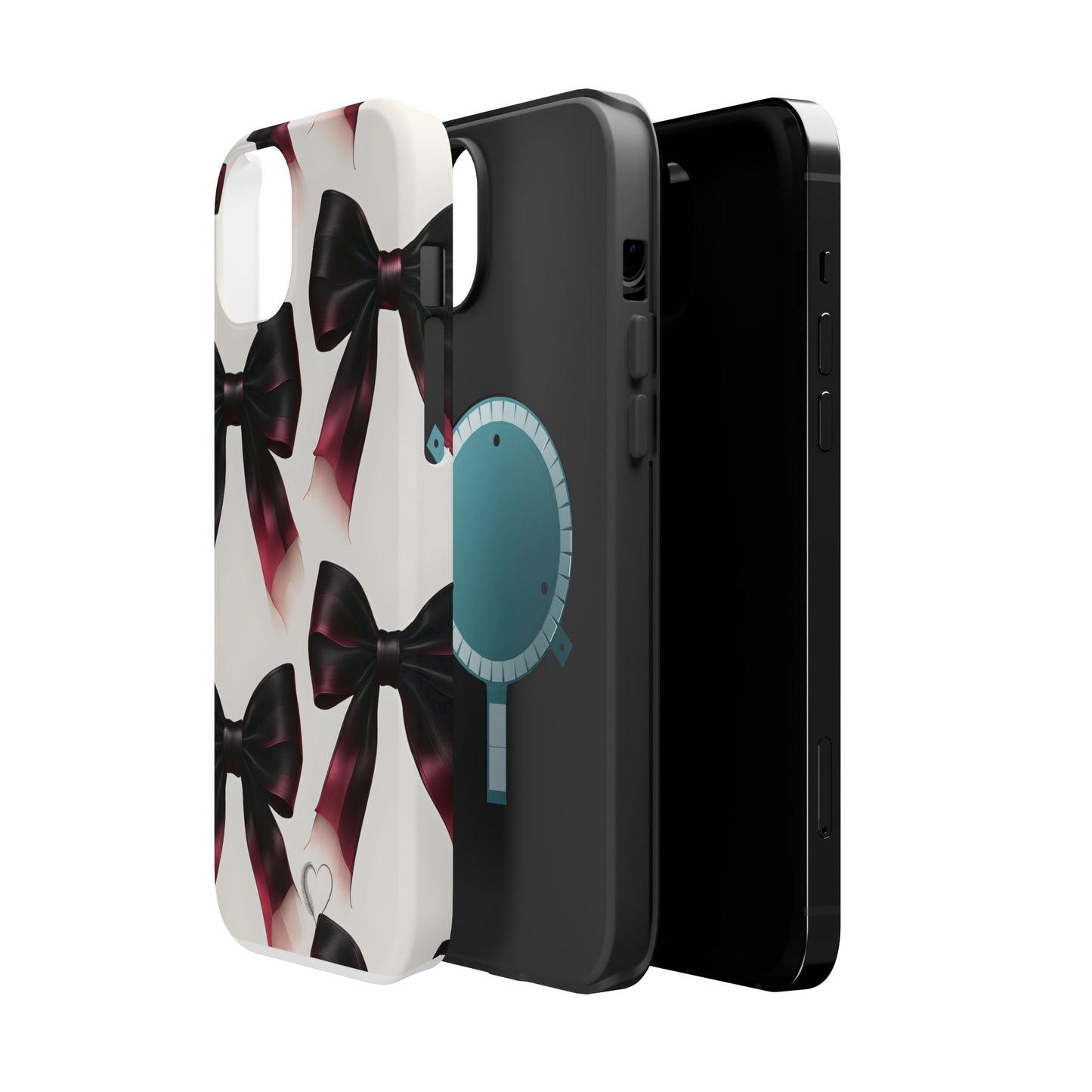 Dark Elegance Bows MagSafe iPhone Case - Sophisticated Bow Pattern iPhone Protection