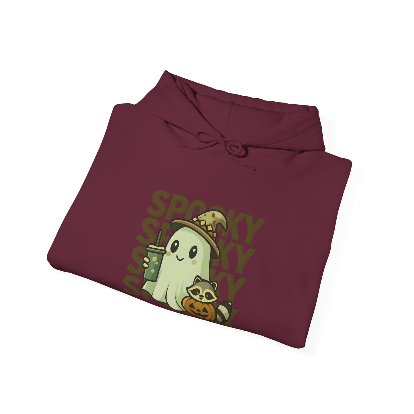 Cute Spooky Hoodie - Kawaii Halloween Ghost & Raccoon Apparel
