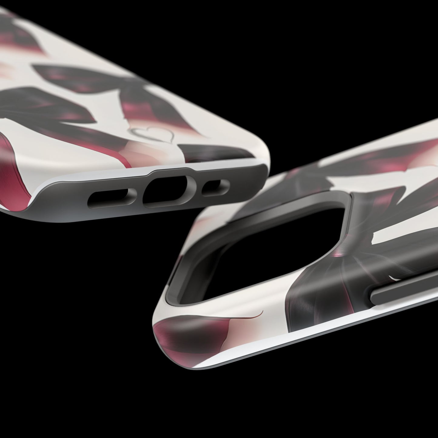 Dark Elegance Bows MagSafe iPhone Case - Sophisticated Bow Pattern iPhone Protection