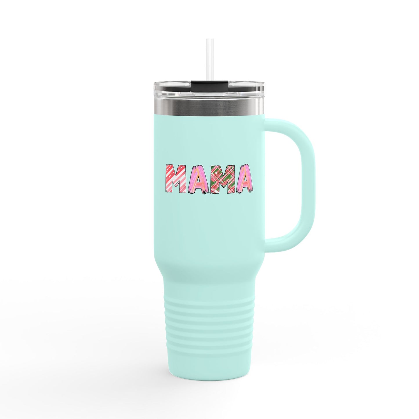 40oz Plaid Mama Tumbler | Mom Handle Cup | Mother's Day Gift