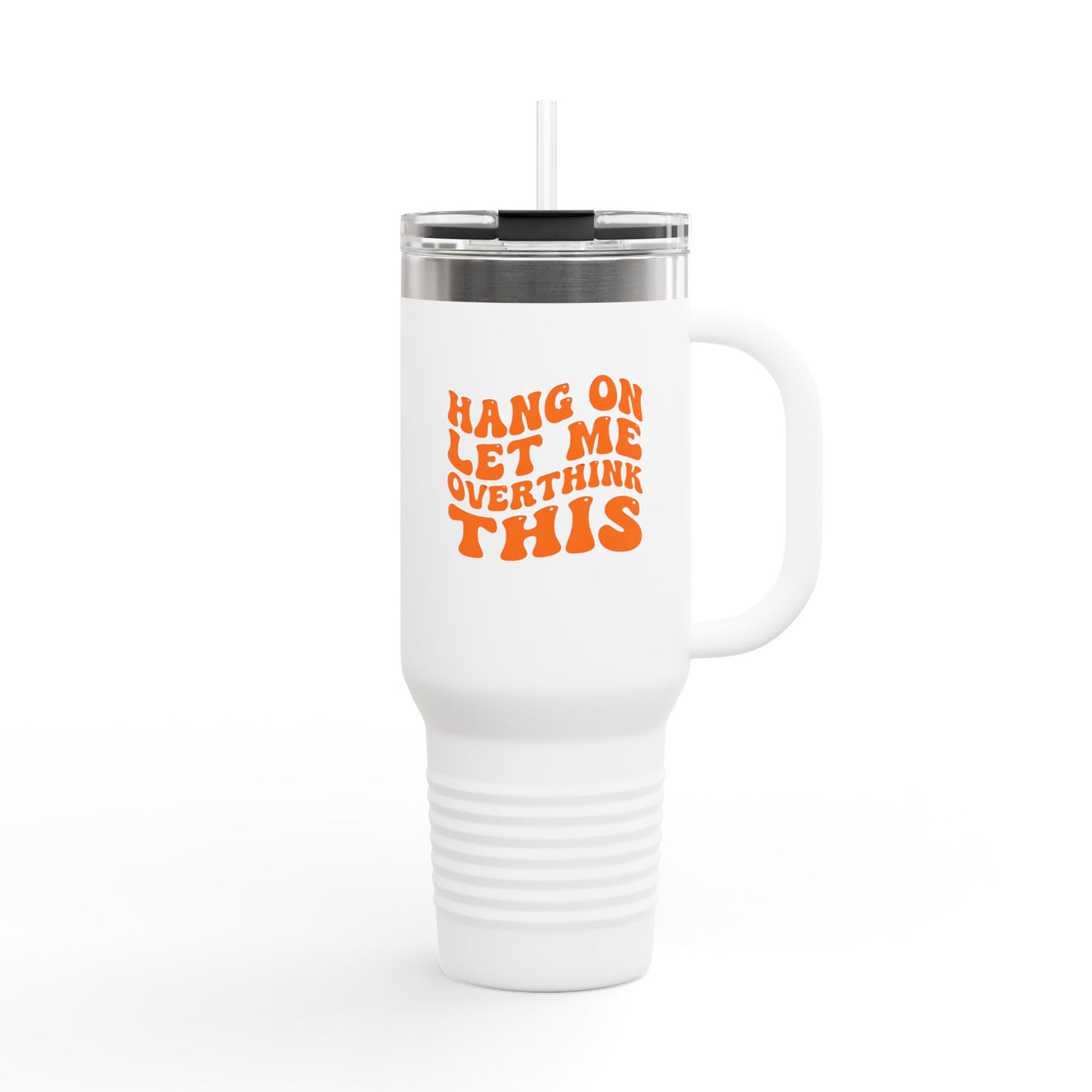 40oz Retro Overthinking Tumbler | Orange Handle Cup | Daily Essential