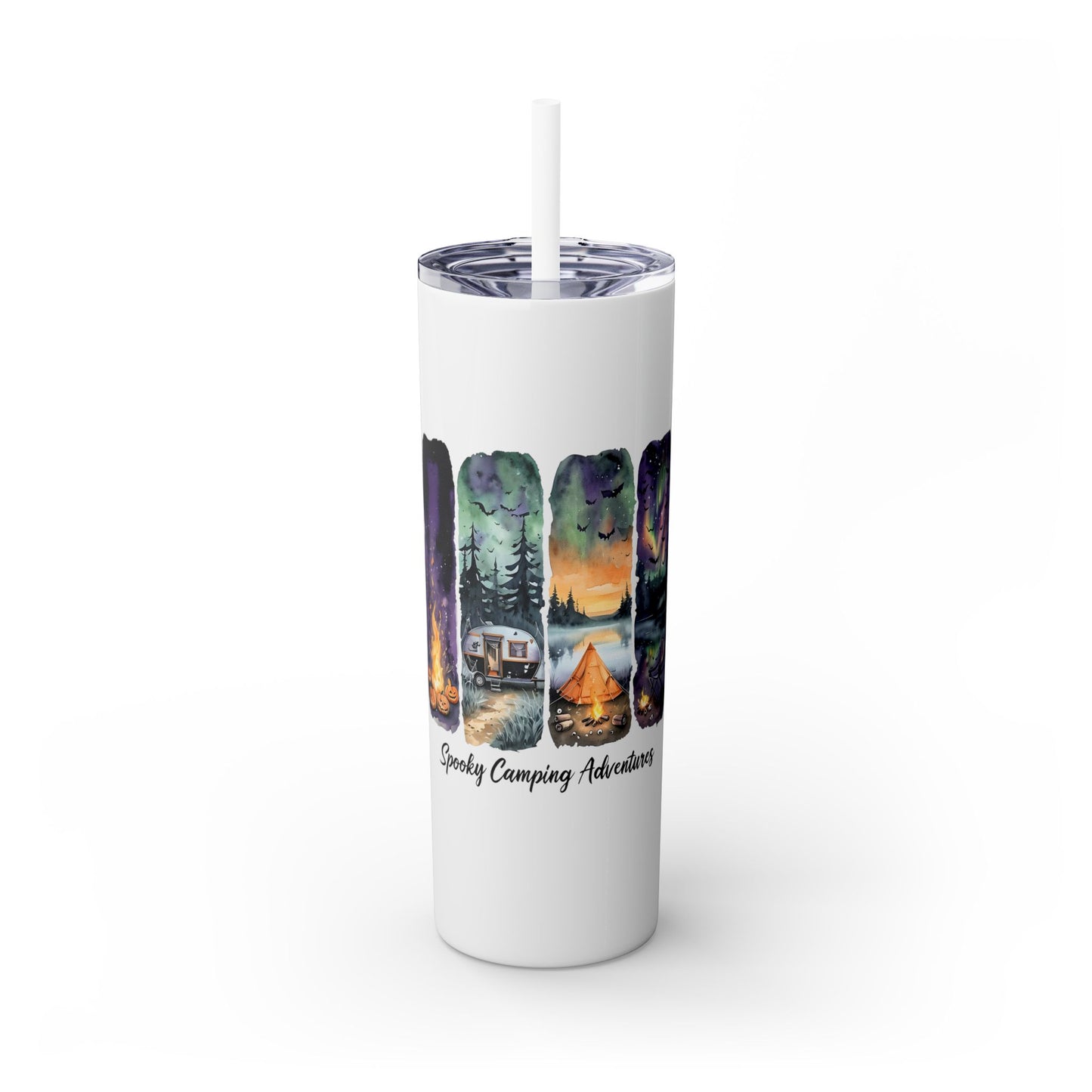Spooky Camping Adventures 20oz Skinny Tumbler - Halloween Outdoor Drinkware