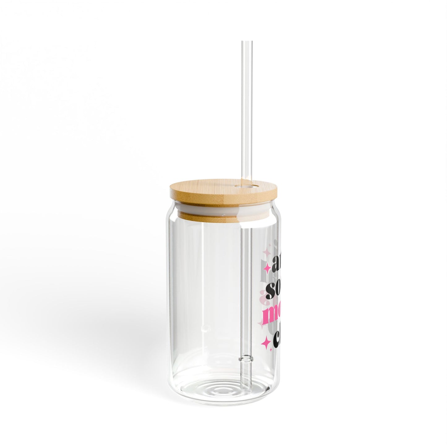 Anti-Social Mom’s Club Iced Coffee Glass with Bamboo Lid & Straw