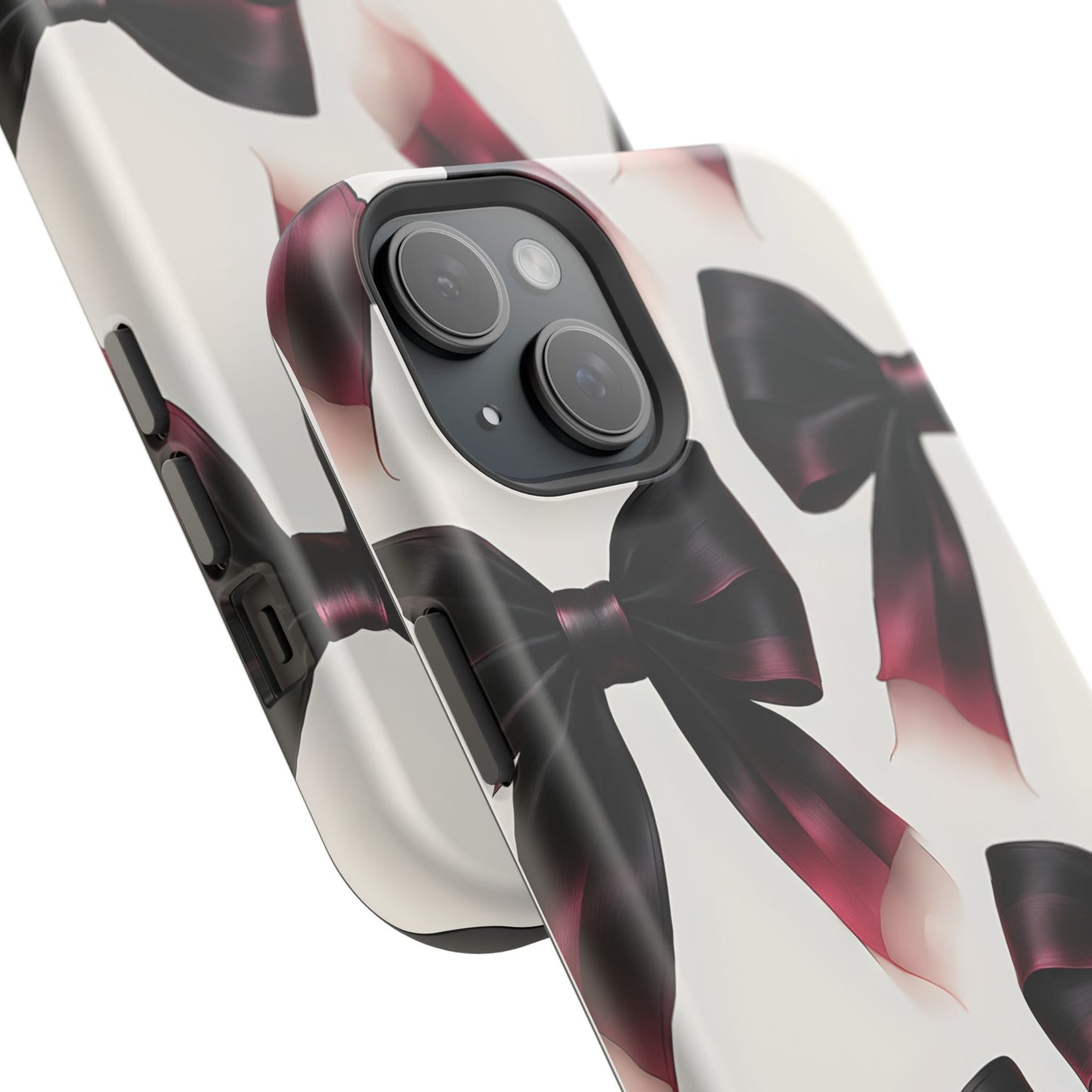 Dark Elegance Bows MagSafe iPhone Case - Sophisticated Bow Pattern iPhone Protection