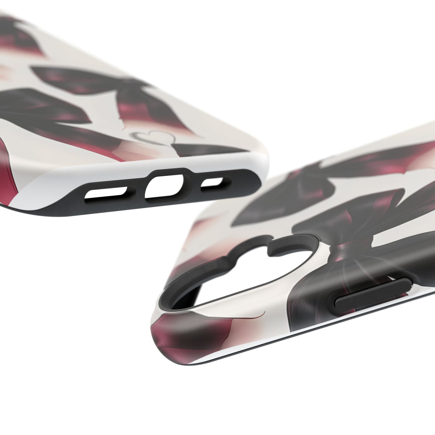 Dark Elegance Bows MagSafe iPhone Case - Sophisticated Bow Pattern iPhone Protection