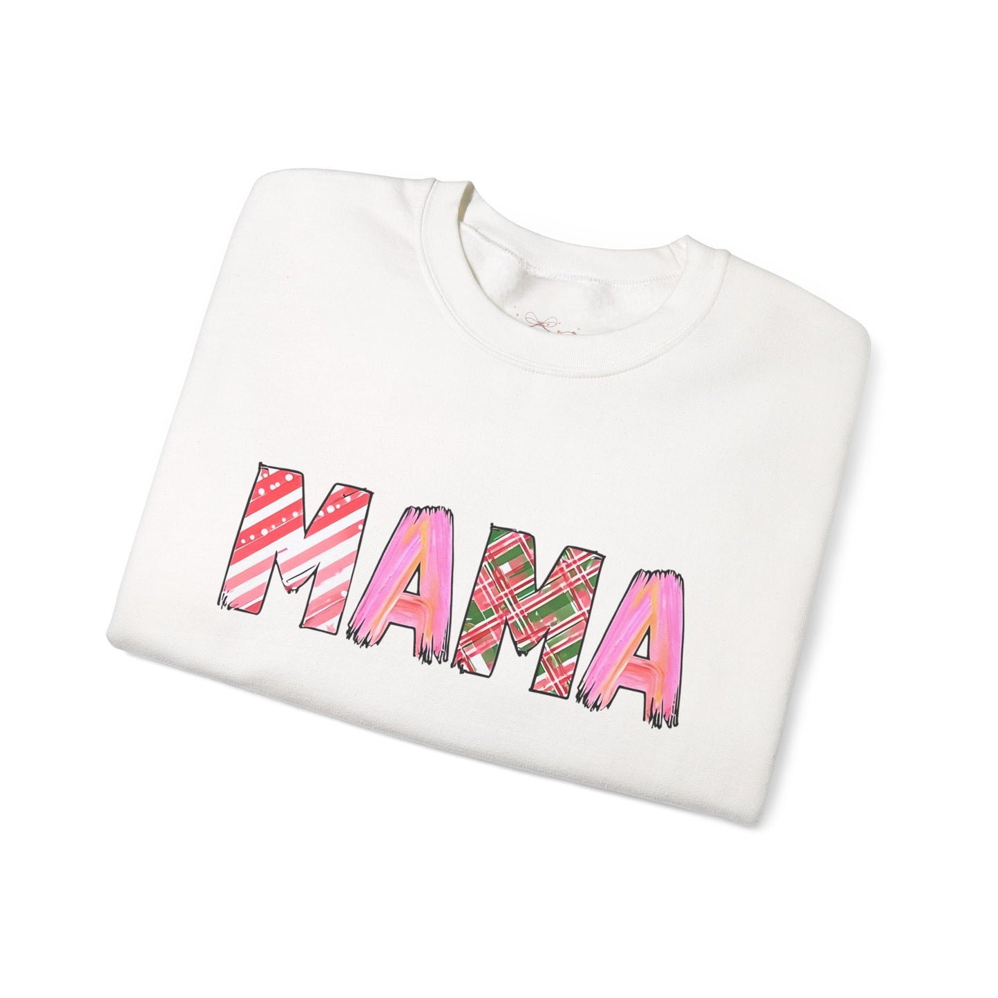 Sweatshirt Cozy Christmas Mama Graphic Sweatshirt Pink Red Plaid Mama Shirt Winter Holiday Mom Gift Cute Comfy Crewneck