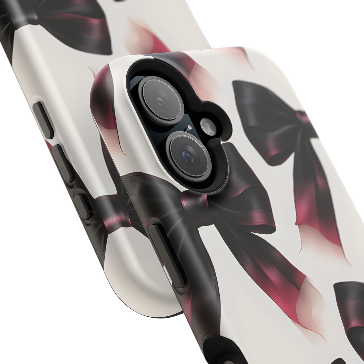Dark Elegance Bows MagSafe iPhone Case - Sophisticated Bow Pattern iPhone Protection