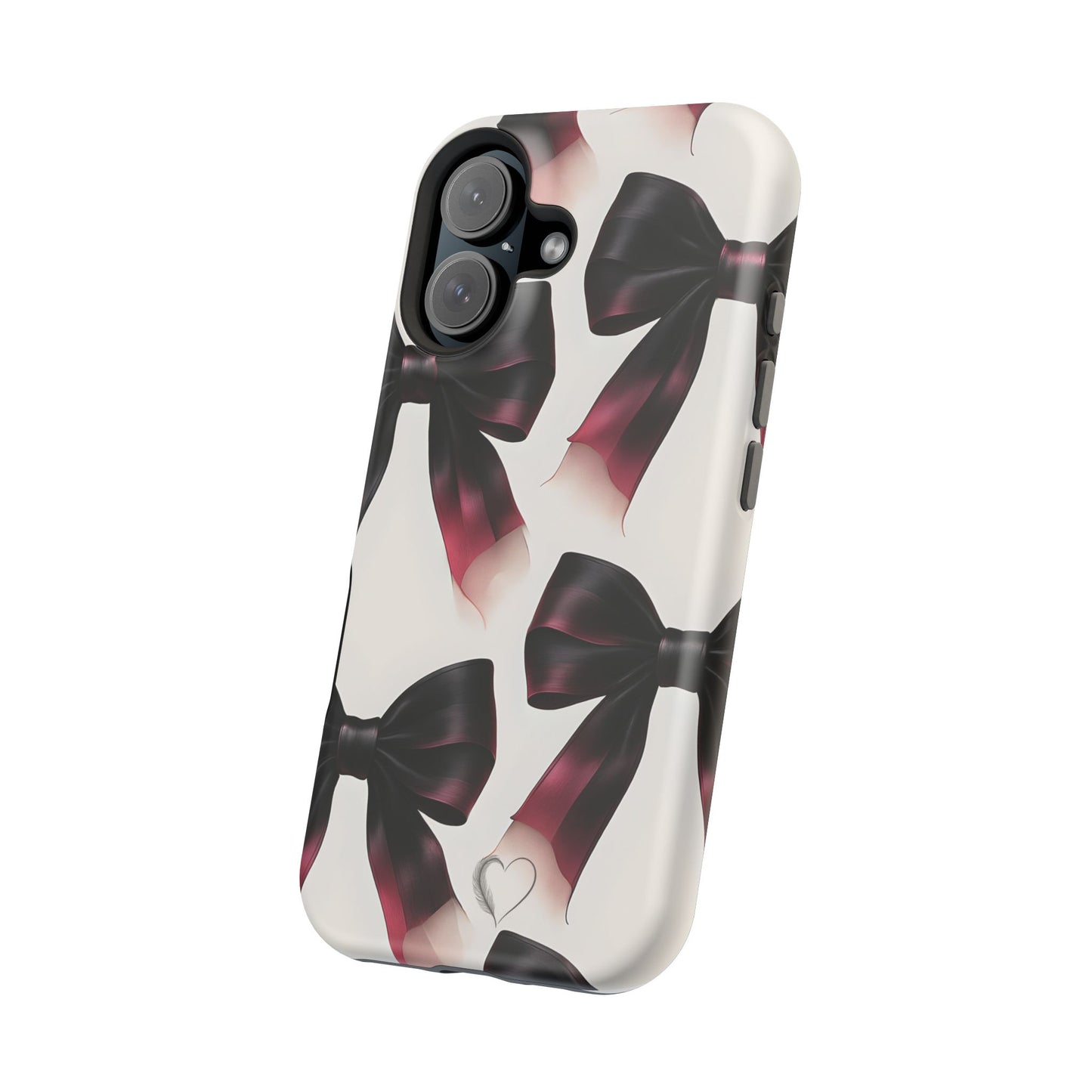 Dark Elegance Bows MagSafe iPhone Case - Sophisticated Bow Pattern iPhone Protection