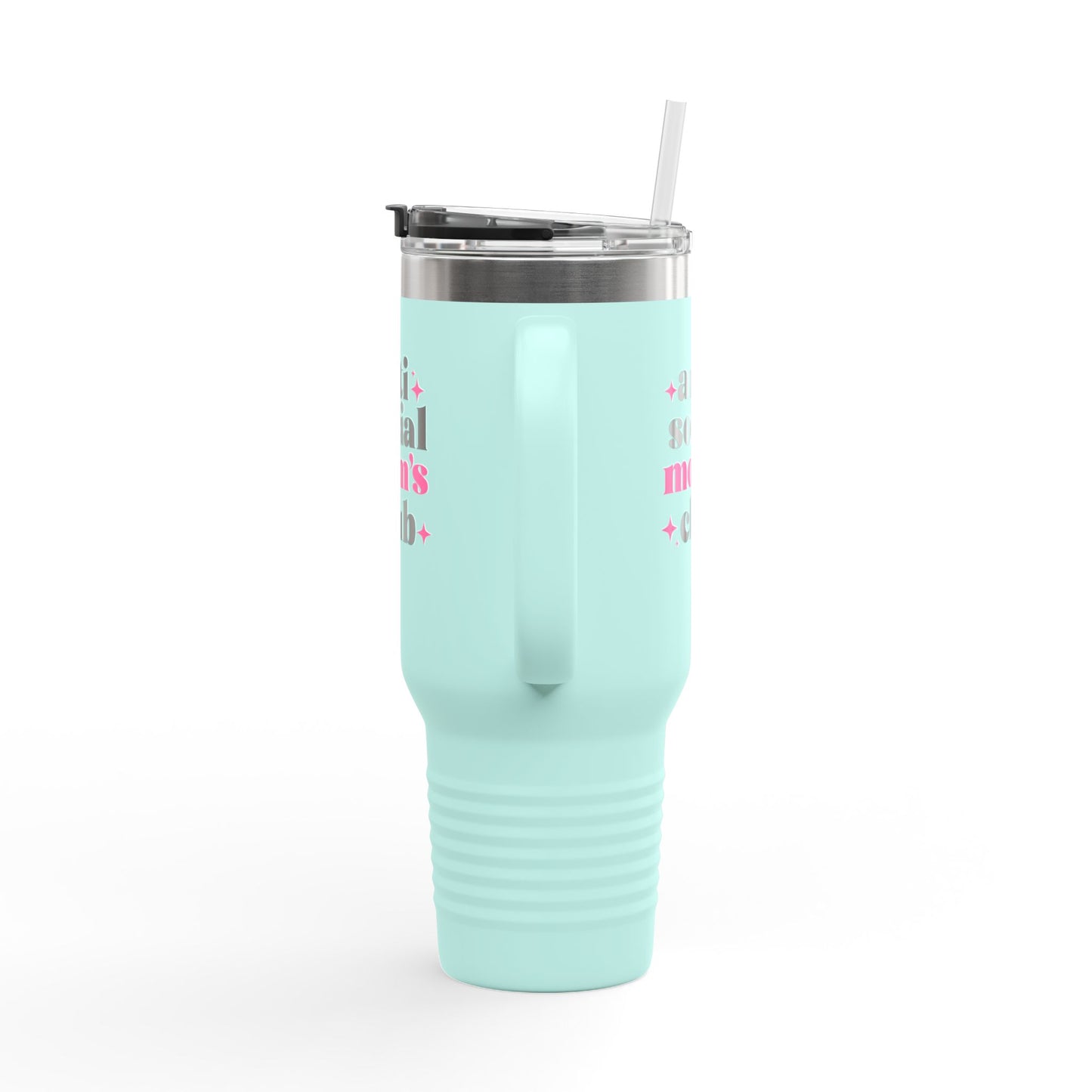 40oz Anti Social Mom Tumbler | Insulated Handle Cup | Introvert Mom Gift