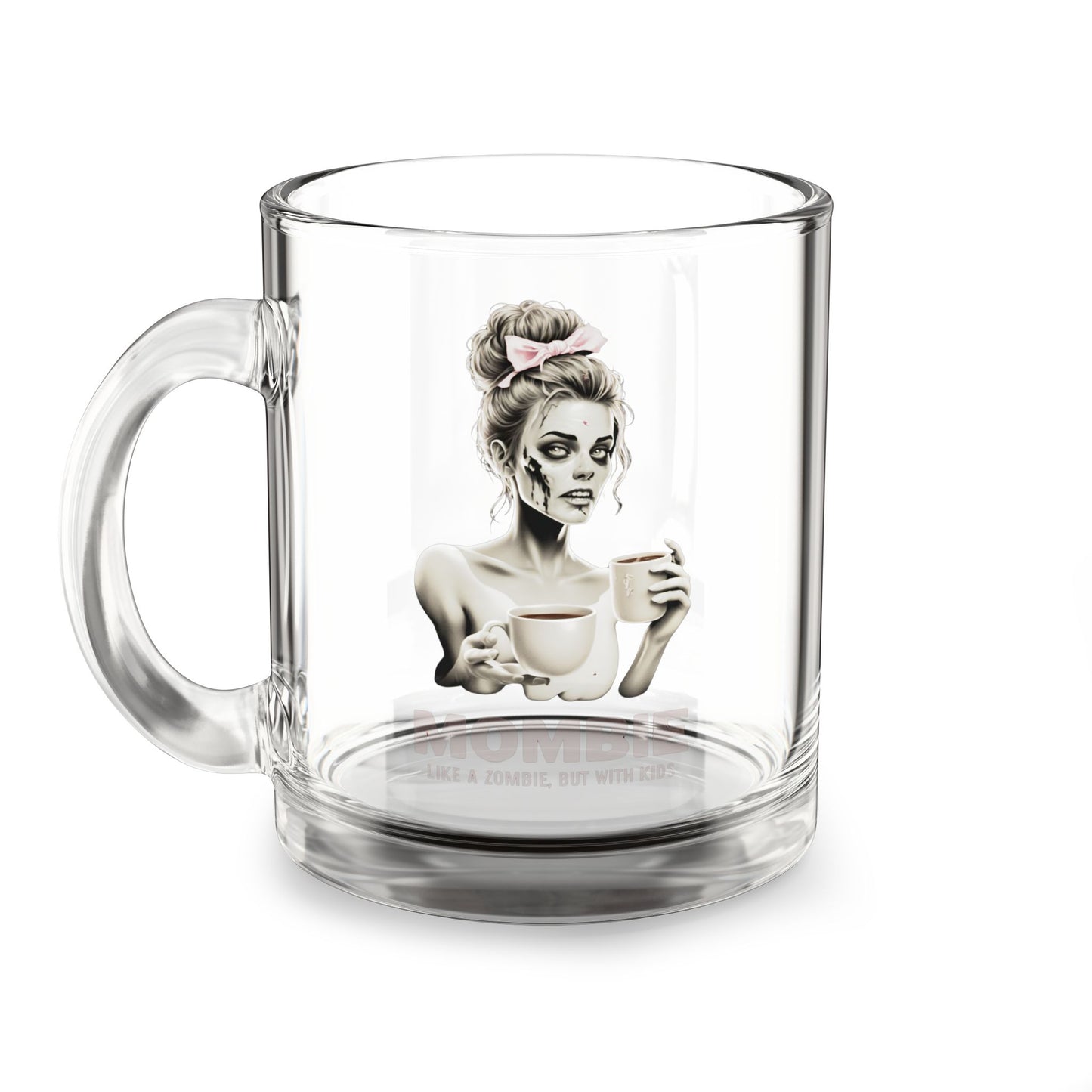 "Mombie" Glass Tea Mug | Funny Mom Gift | 16oz Clear Coffee Cup | Daily Essentials Collection