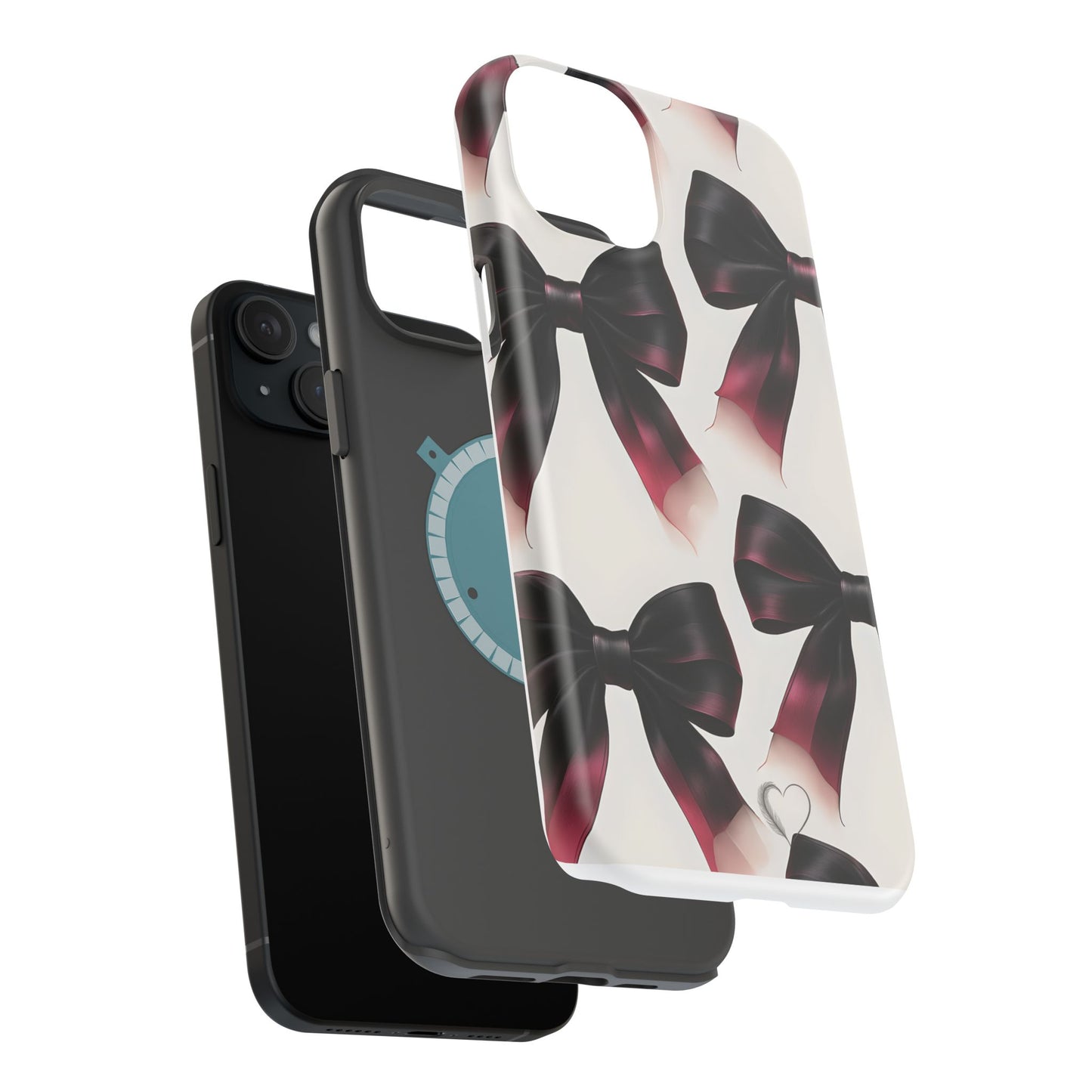Dark Elegance Bows MagSafe iPhone Case - Sophisticated Bow Pattern iPhone Protection