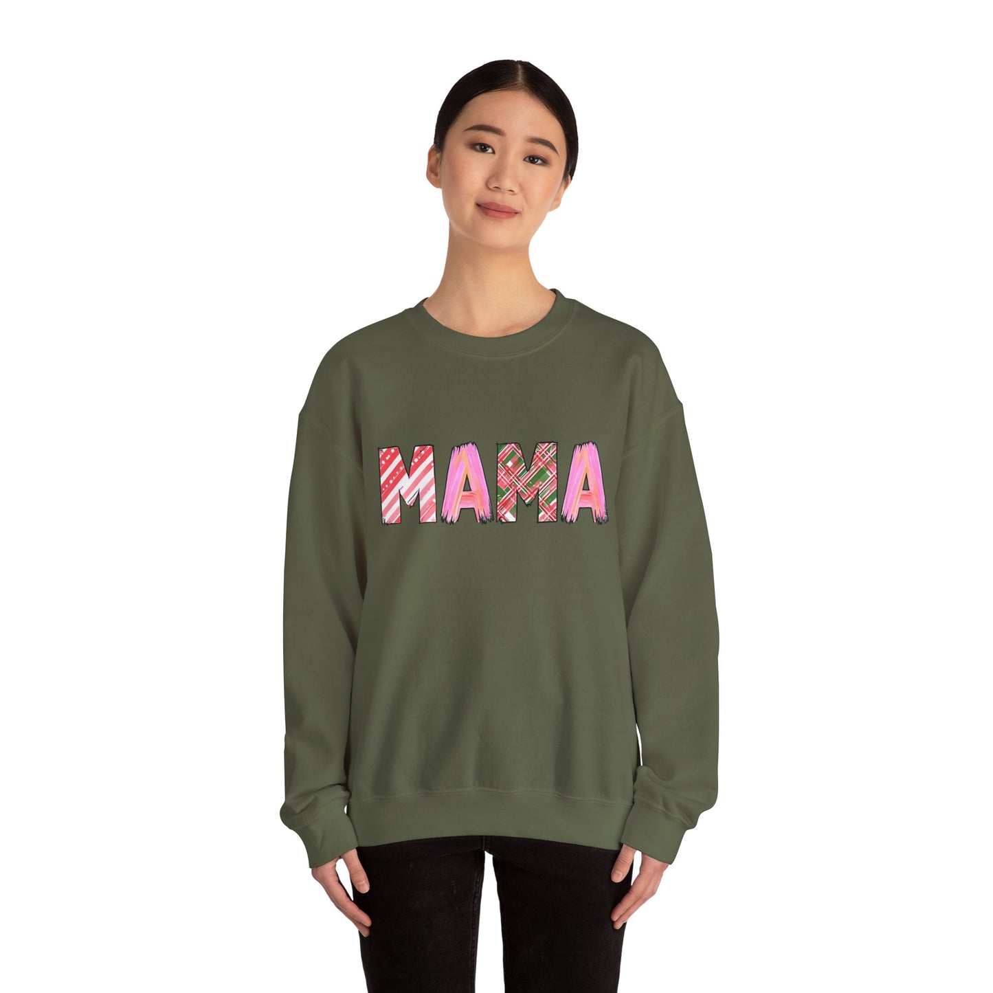 Sweatshirt Cozy Christmas Mama Graphic Sweatshirt Pink Red Plaid Mama Shirt Winter Holiday Mom Gift Cute Comfy Crewneck