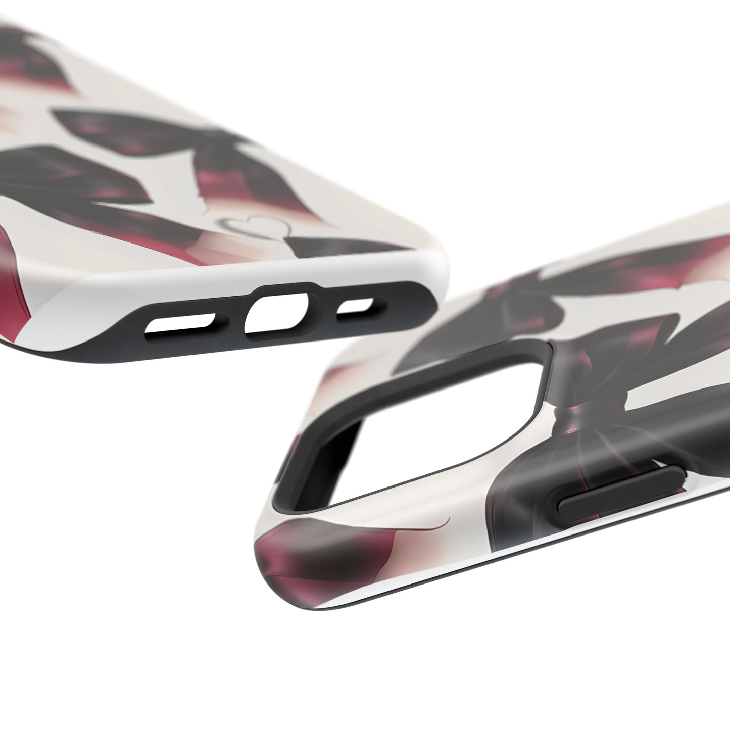 Dark Elegance Bows MagSafe iPhone Case - Sophisticated Bow Pattern iPhone Protection