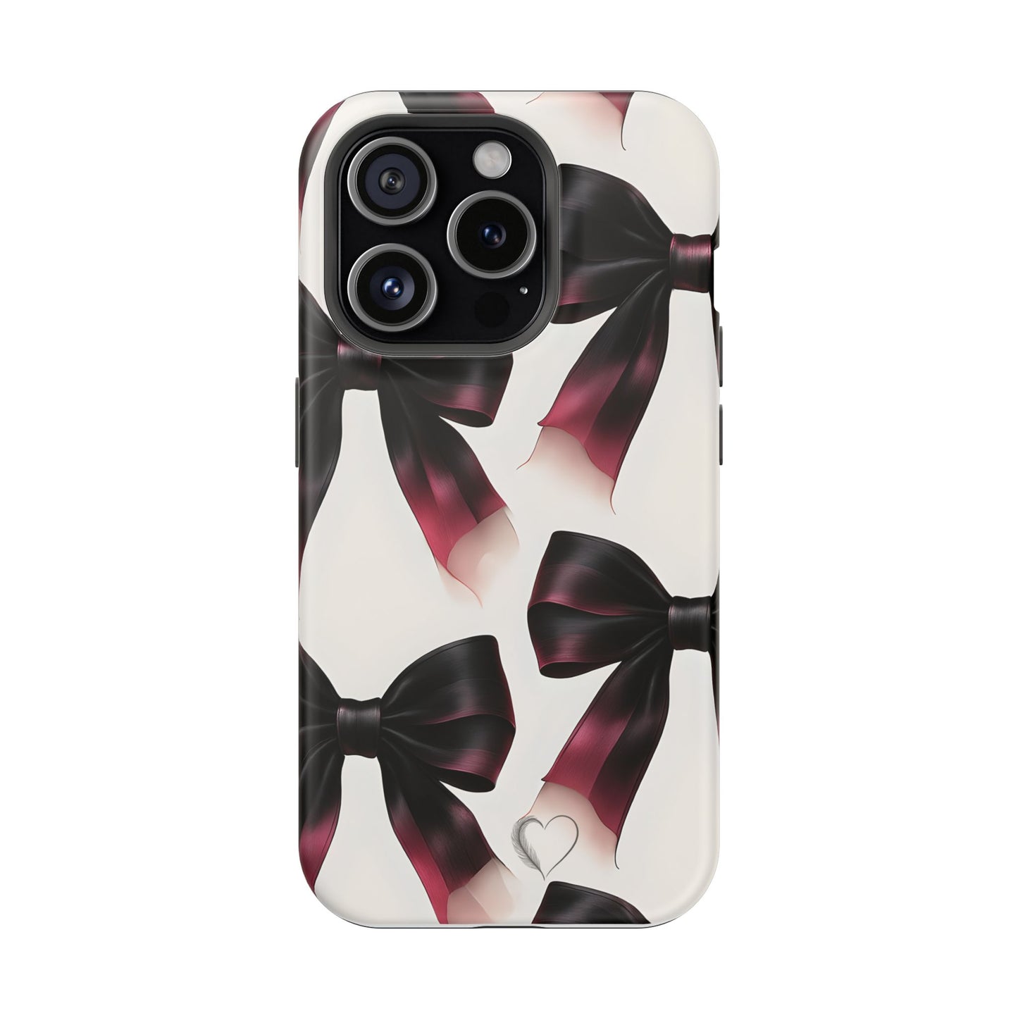 Dark Elegance Bows MagSafe iPhone Case - Sophisticated Bow Pattern iPhone Protection