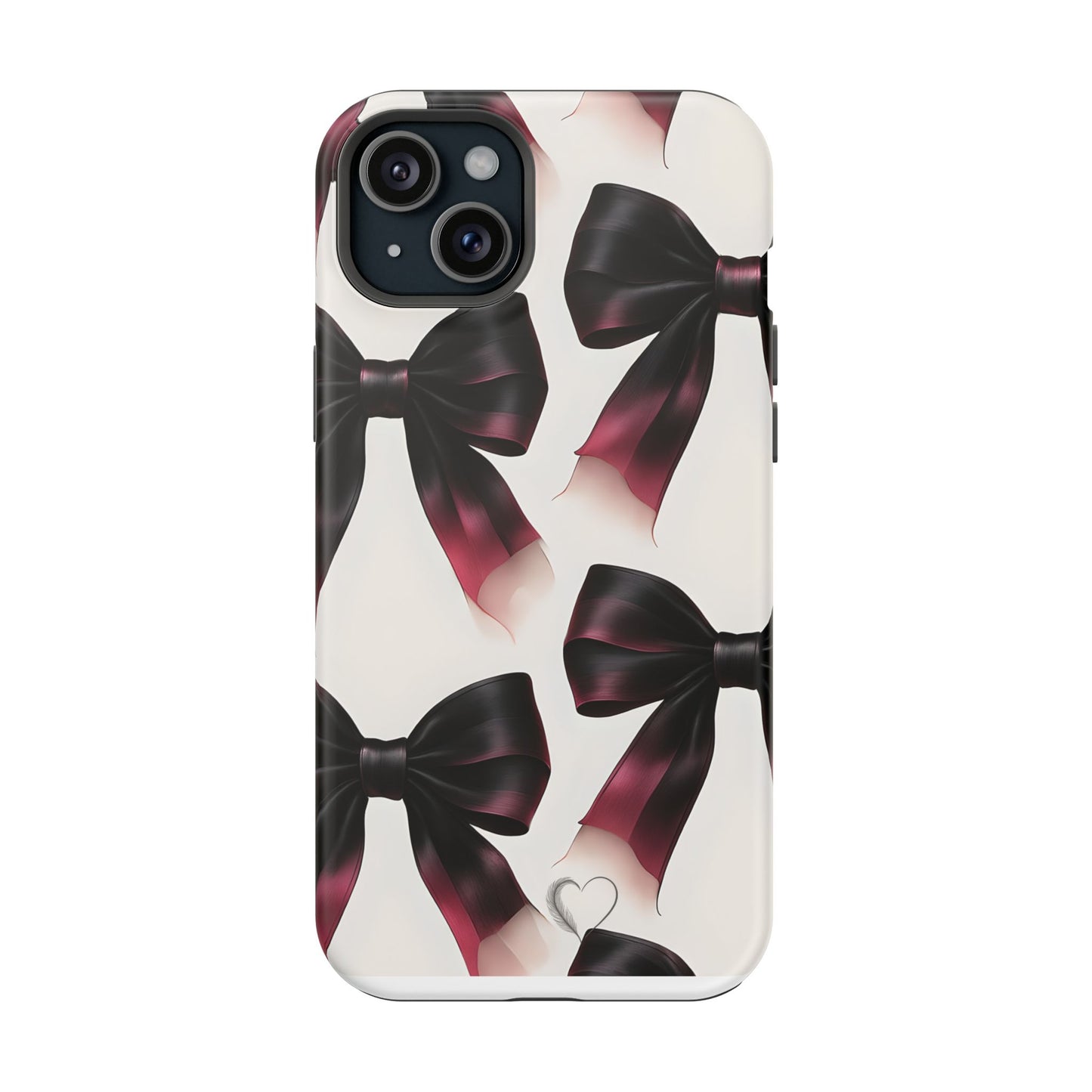 Dark Elegance Bows MagSafe iPhone Case - Sophisticated Bow Pattern iPhone Protection