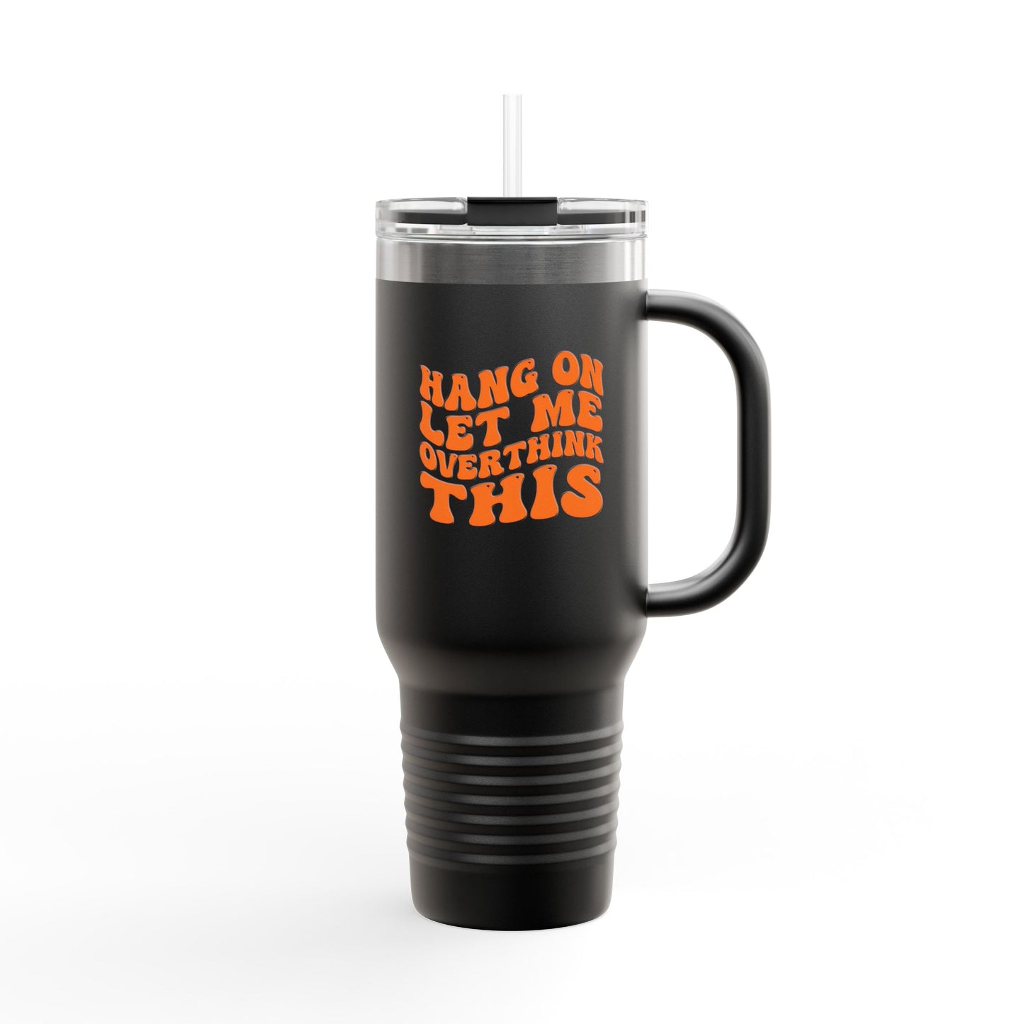 40oz Retro Overthinking Tumbler | Orange Handle Cup | Daily Essential