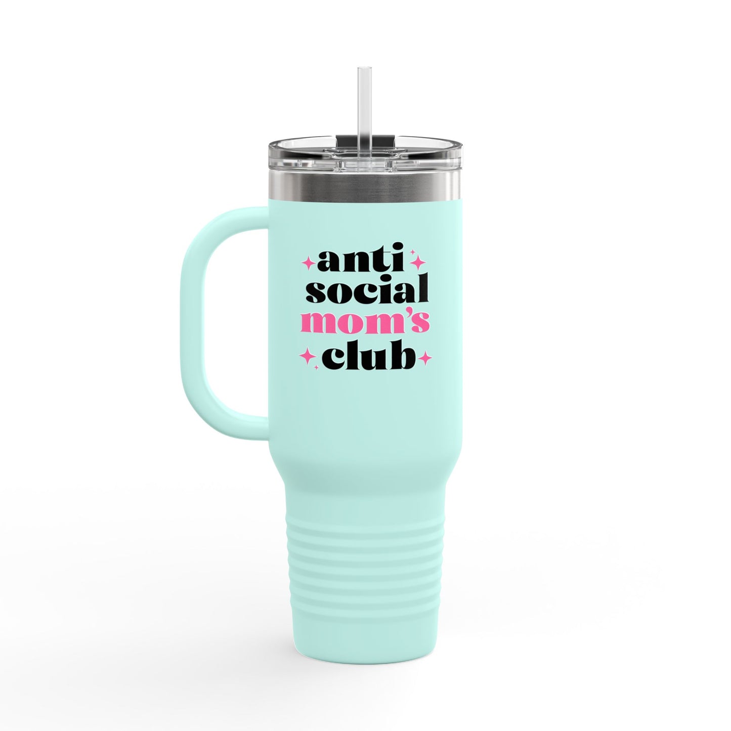 40oz Anti Social Mom Tumbler | Insulated Handle Cup | Introvert Mom Gift