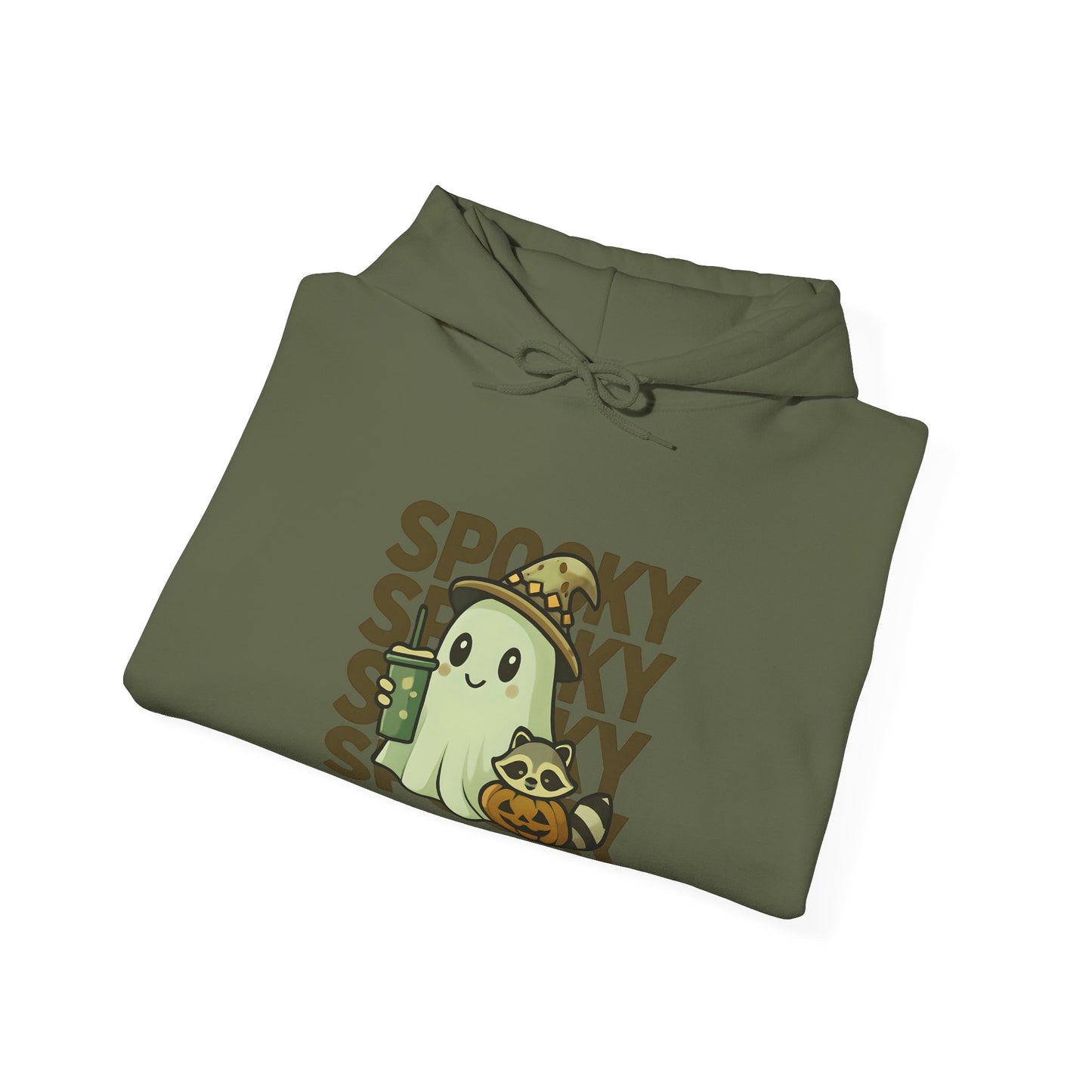 Cute Spooky Hoodie - Kawaii Halloween Ghost & Raccoon Apparel