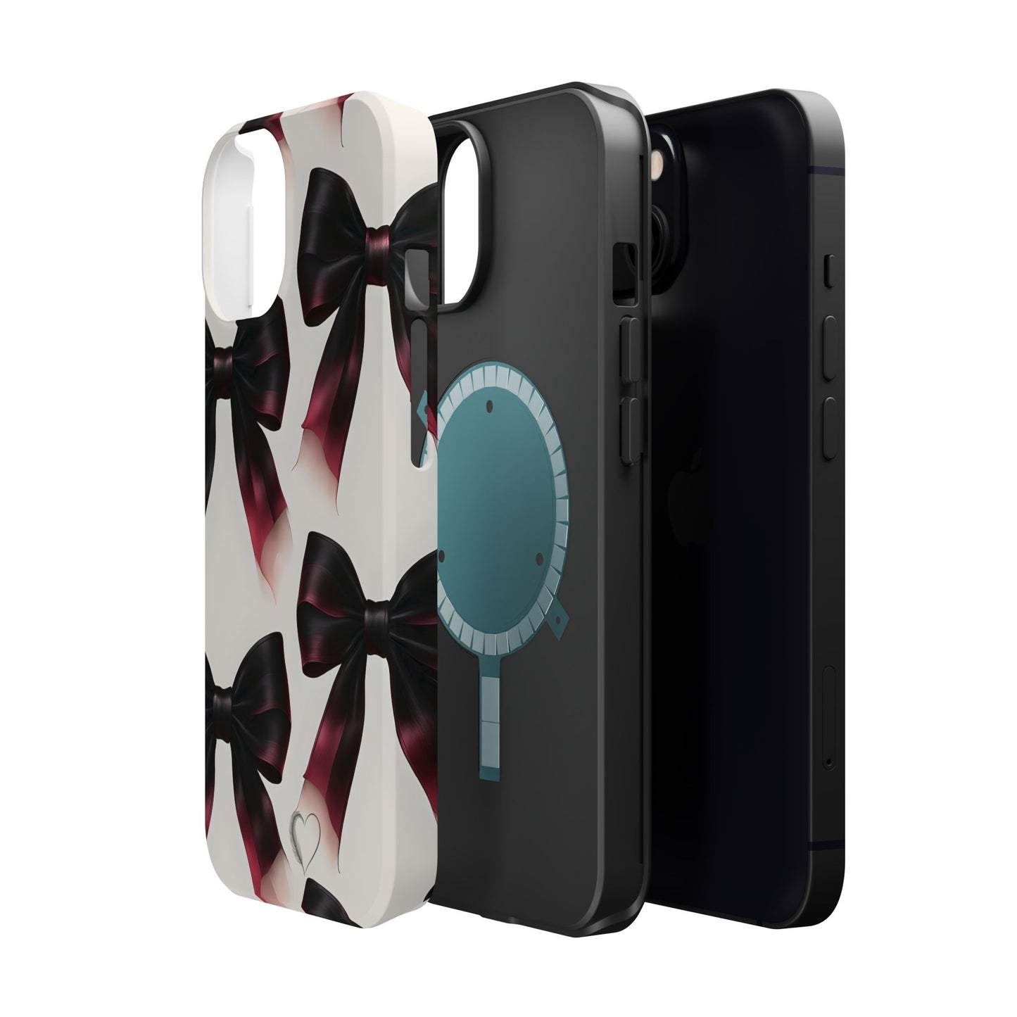 Dark Elegance Bows MagSafe iPhone Case - Sophisticated Bow Pattern iPhone Protection