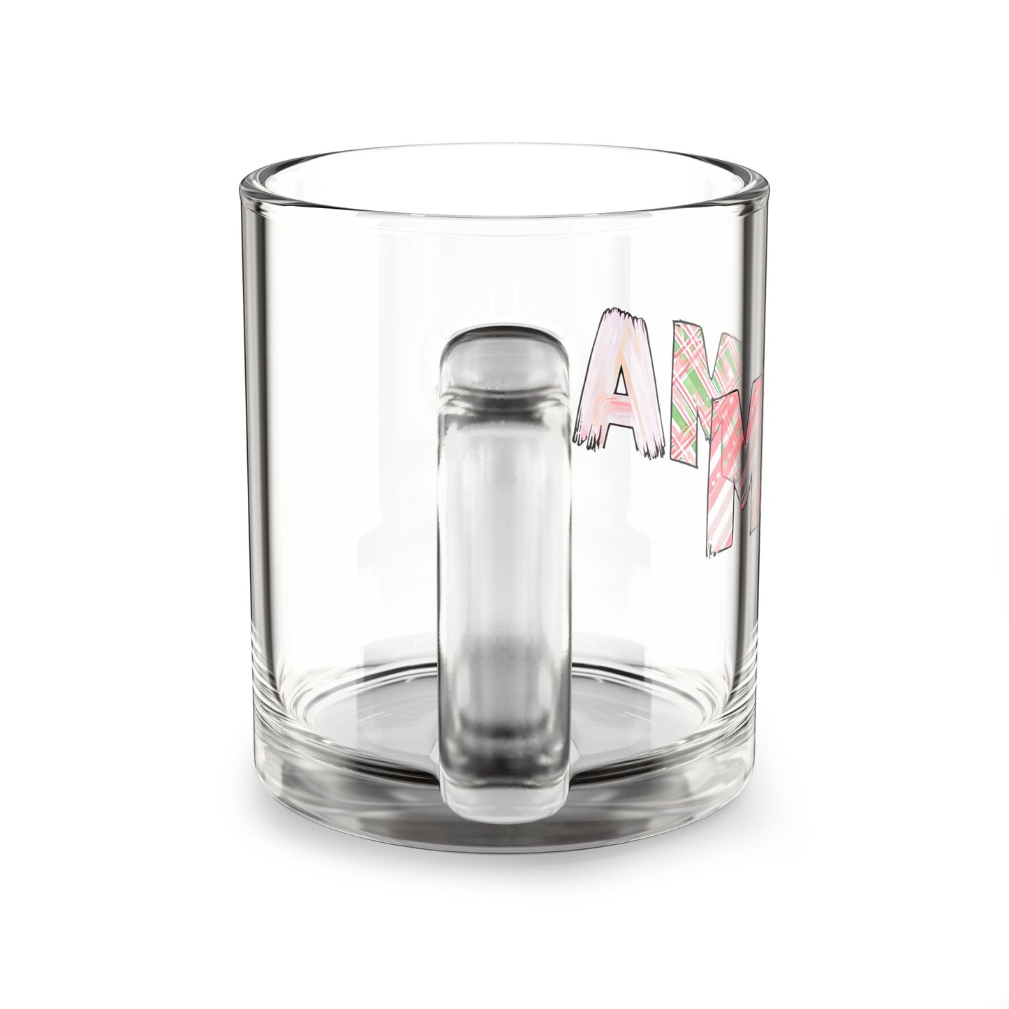 "MAMA" Glass Coffee Mug | Pink Patterned Design | 16oz Clear Tea Cup | Mother's Day Gift