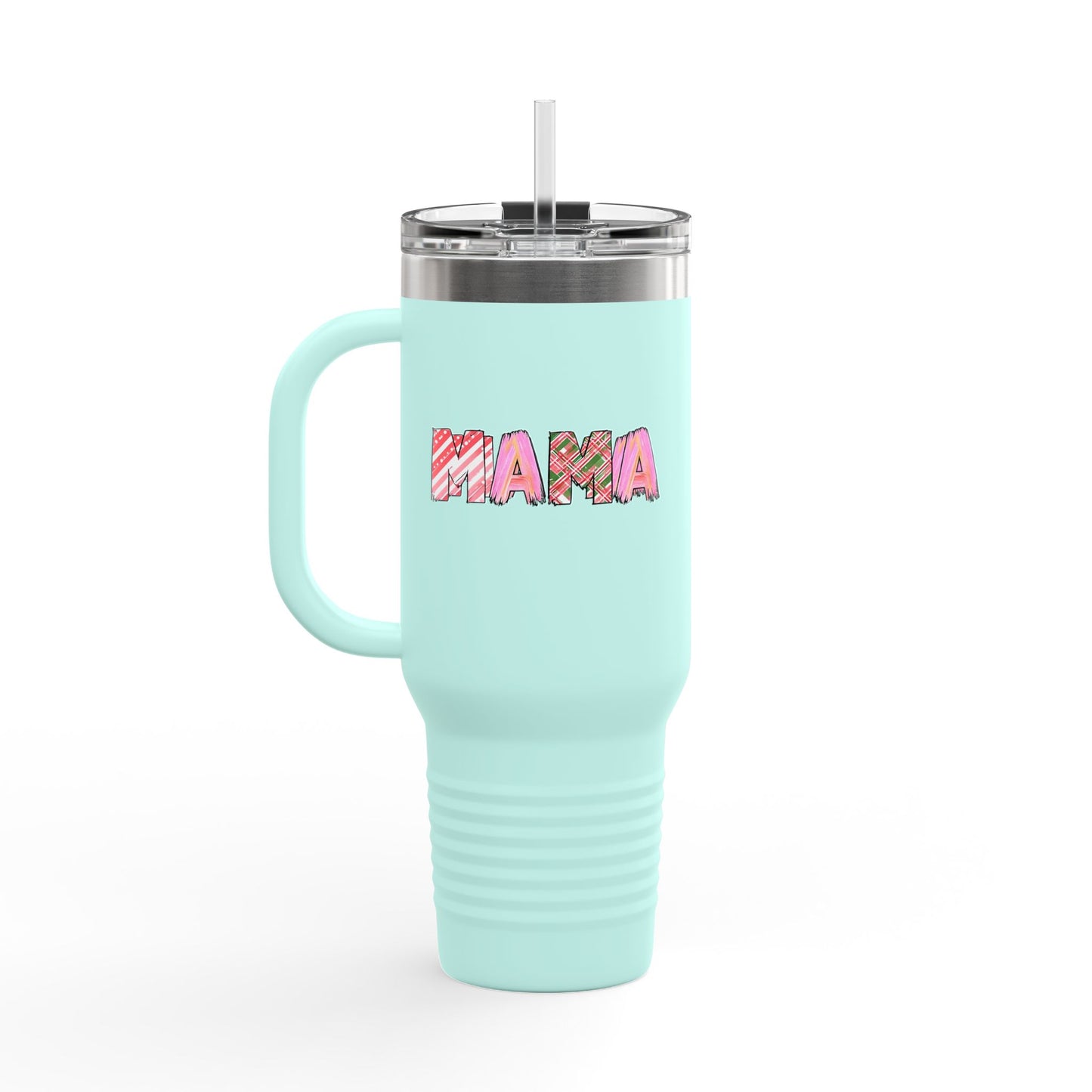40oz Plaid Mama Tumbler | Mom Handle Cup | Mother's Day Gift