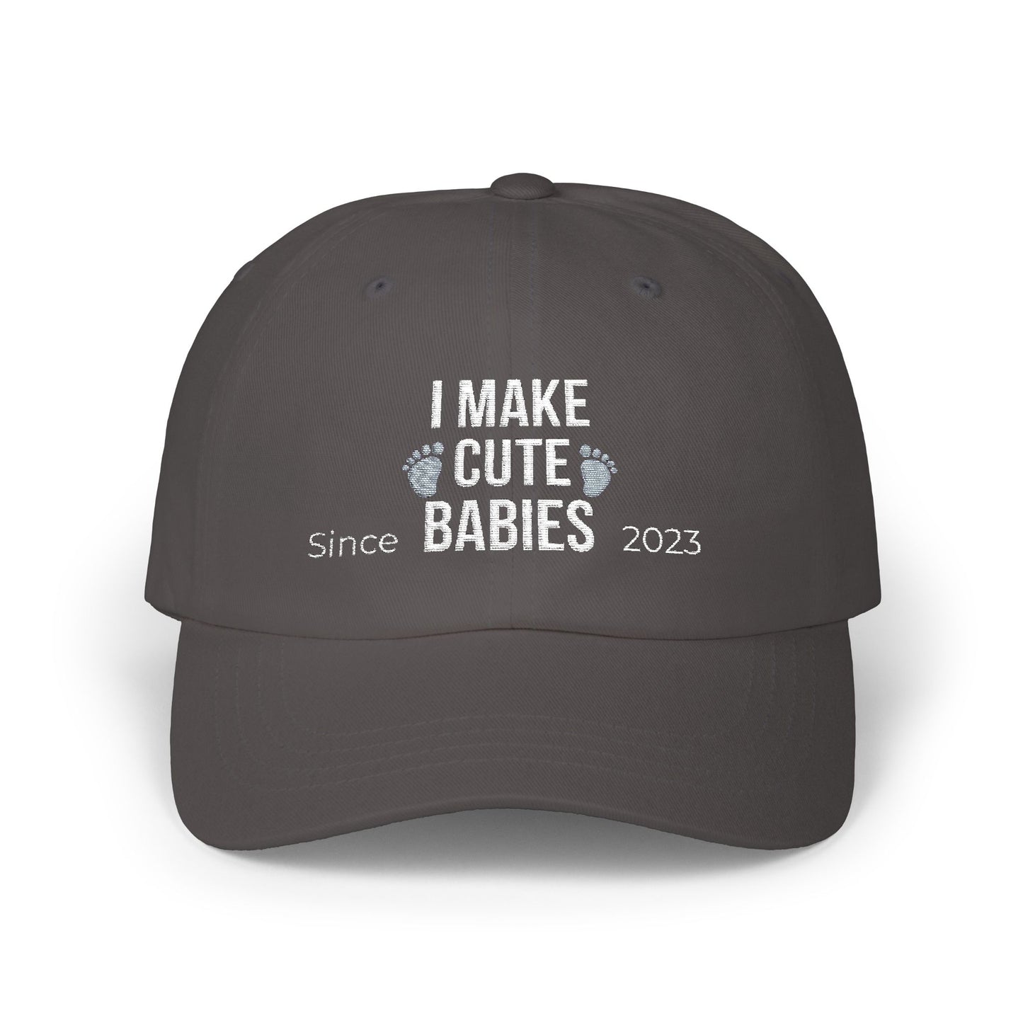 "I Make Cute Babies" Personalized Dad Hat | Custom Year | Funny Parent Gift | New Parent Baseball Cap