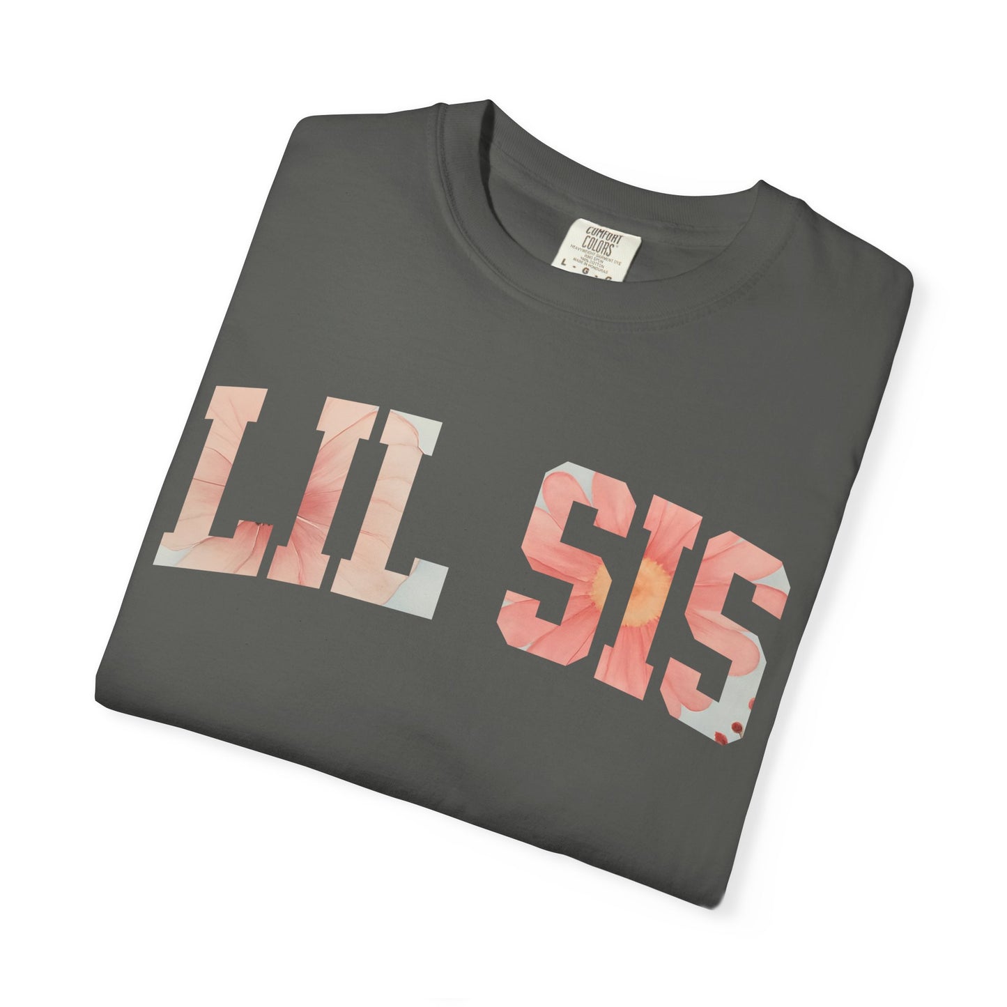 Floral "LIL SIS" Graphic T-Shirt – Cute Sister Tee for Girls & Teens