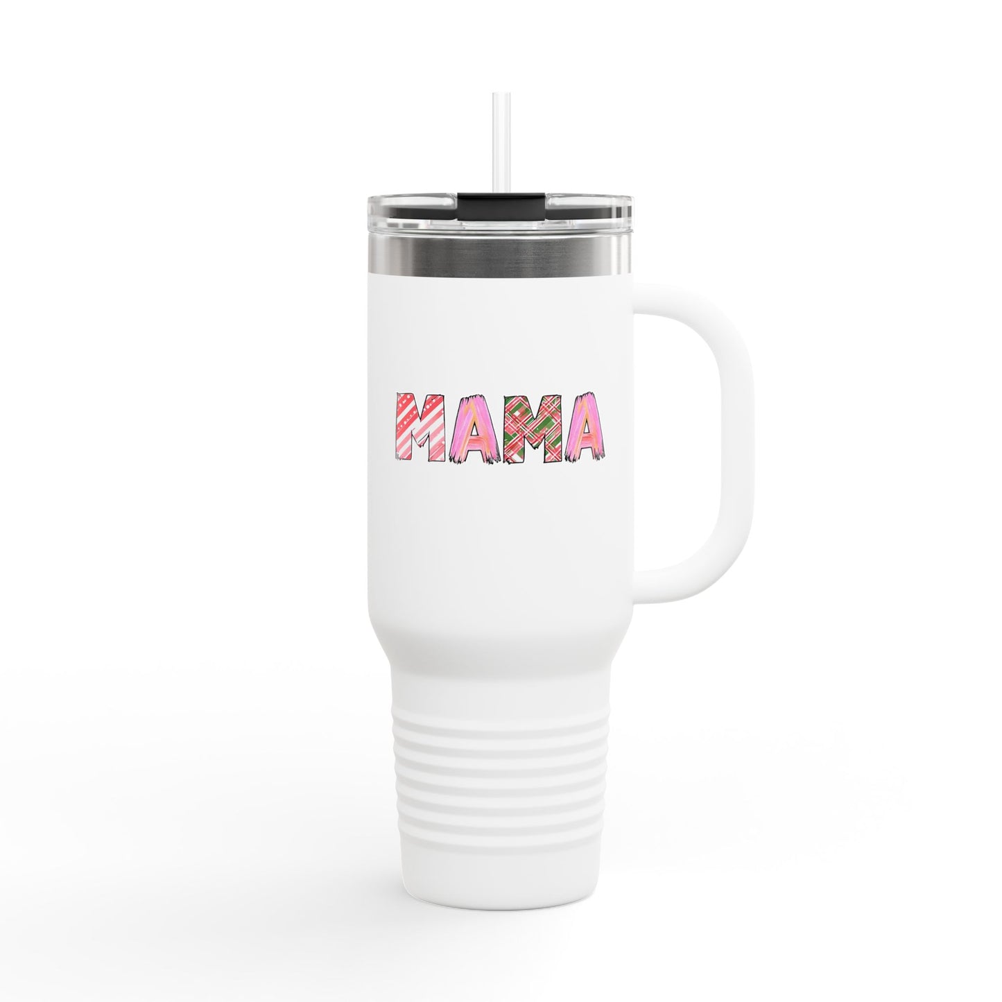 40oz Plaid Mama Tumbler | Mom Handle Cup | Mother's Day Gift