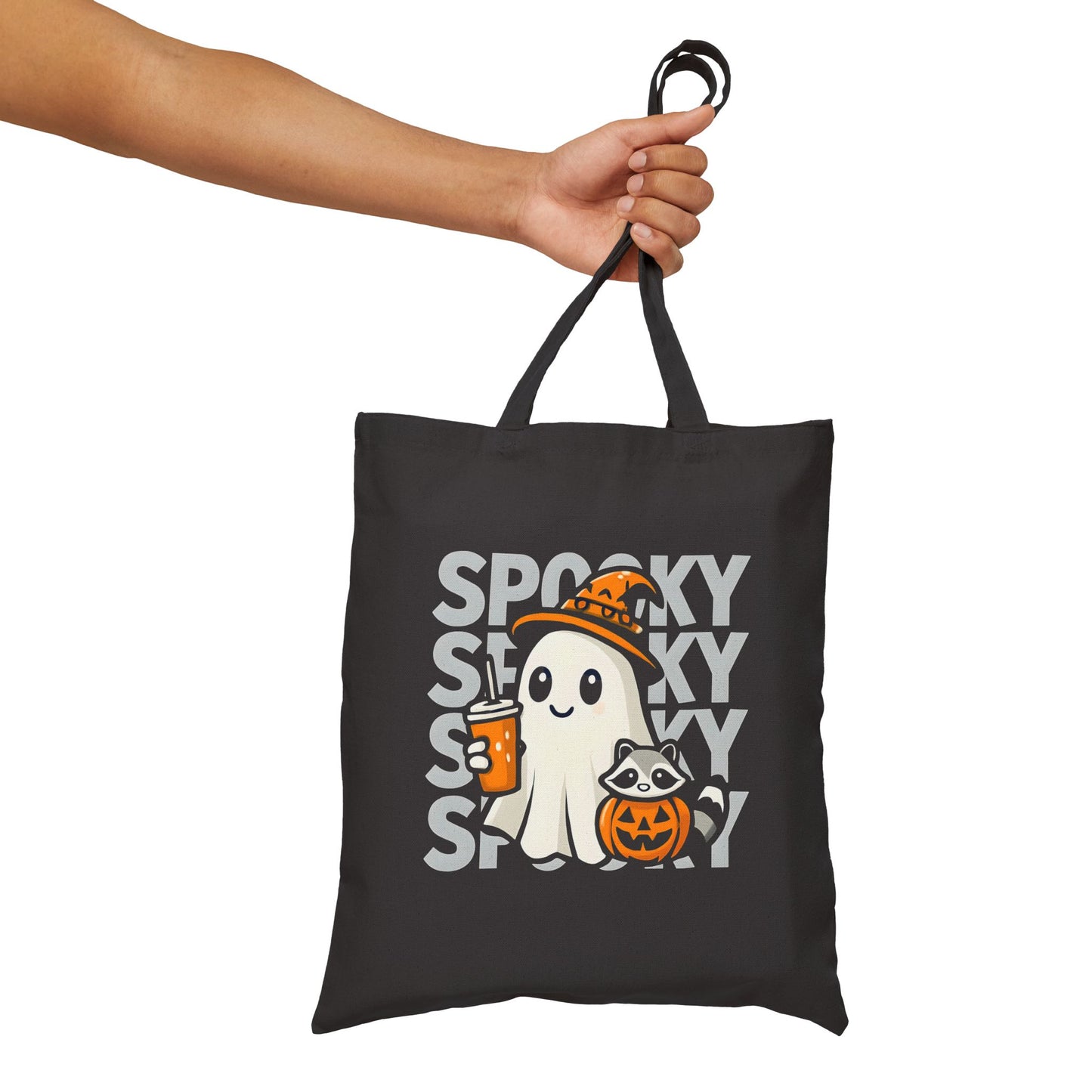 Witchy Sips & Pumpkin Pals Trick or Treat Tote Bag - Kawaii Halloween Witch Bag
