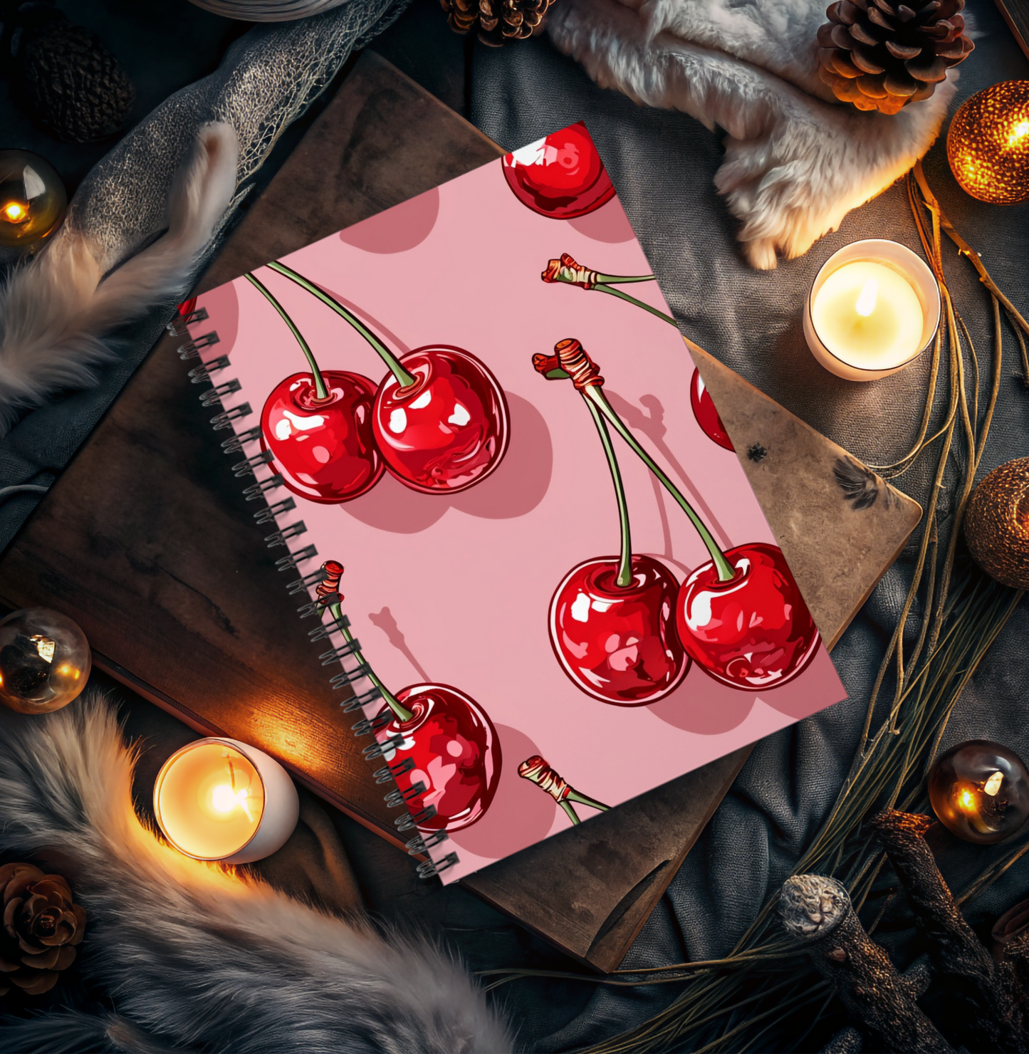 Cherry Spiral Notebook | Pink A5 Journal